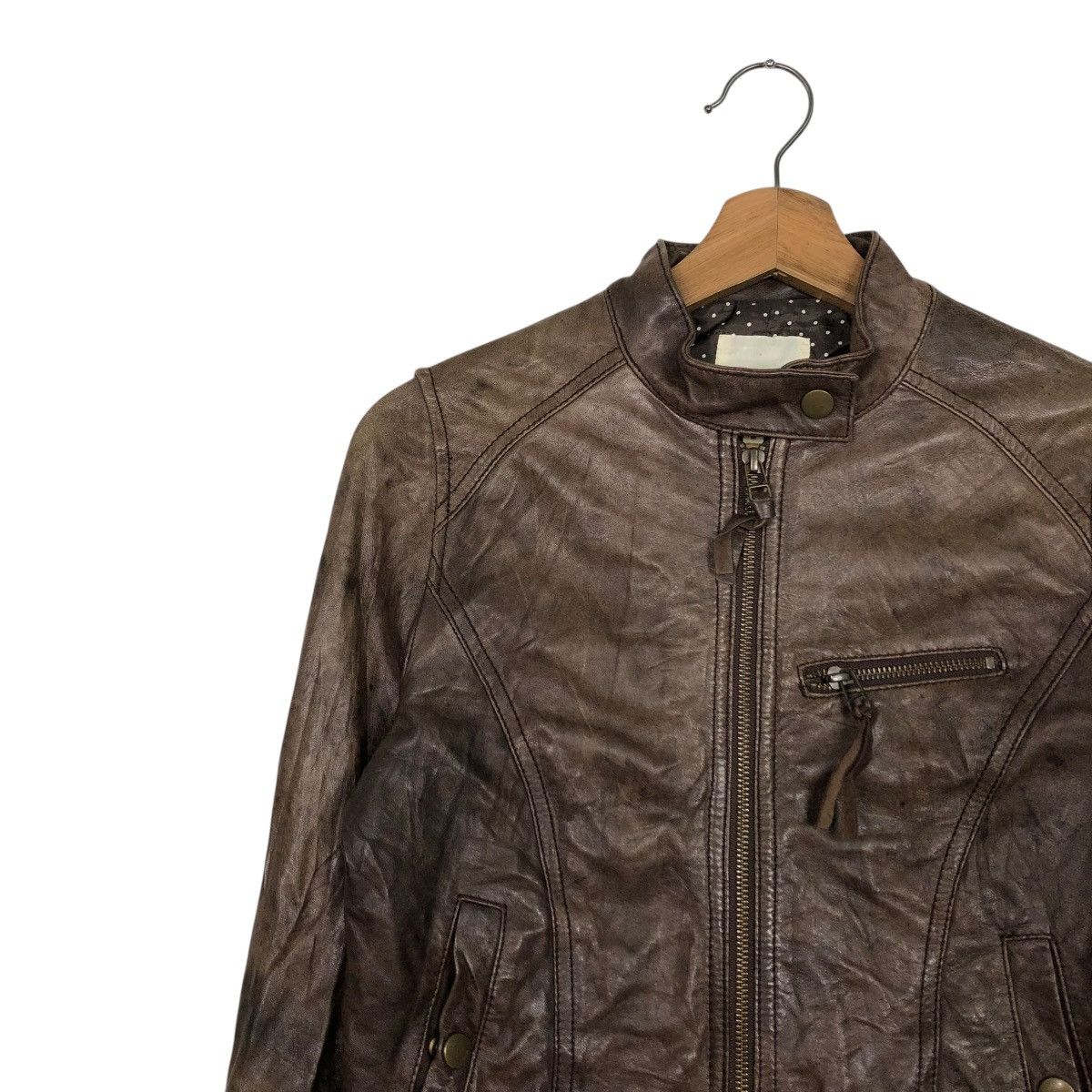 Japanese Brand 🔥CROPPED BIKER LEATHER JACKET BACK NUMBER ISSEY MIYAKE Size US M / EU 48-50 / 2 - 9 Thumbnail