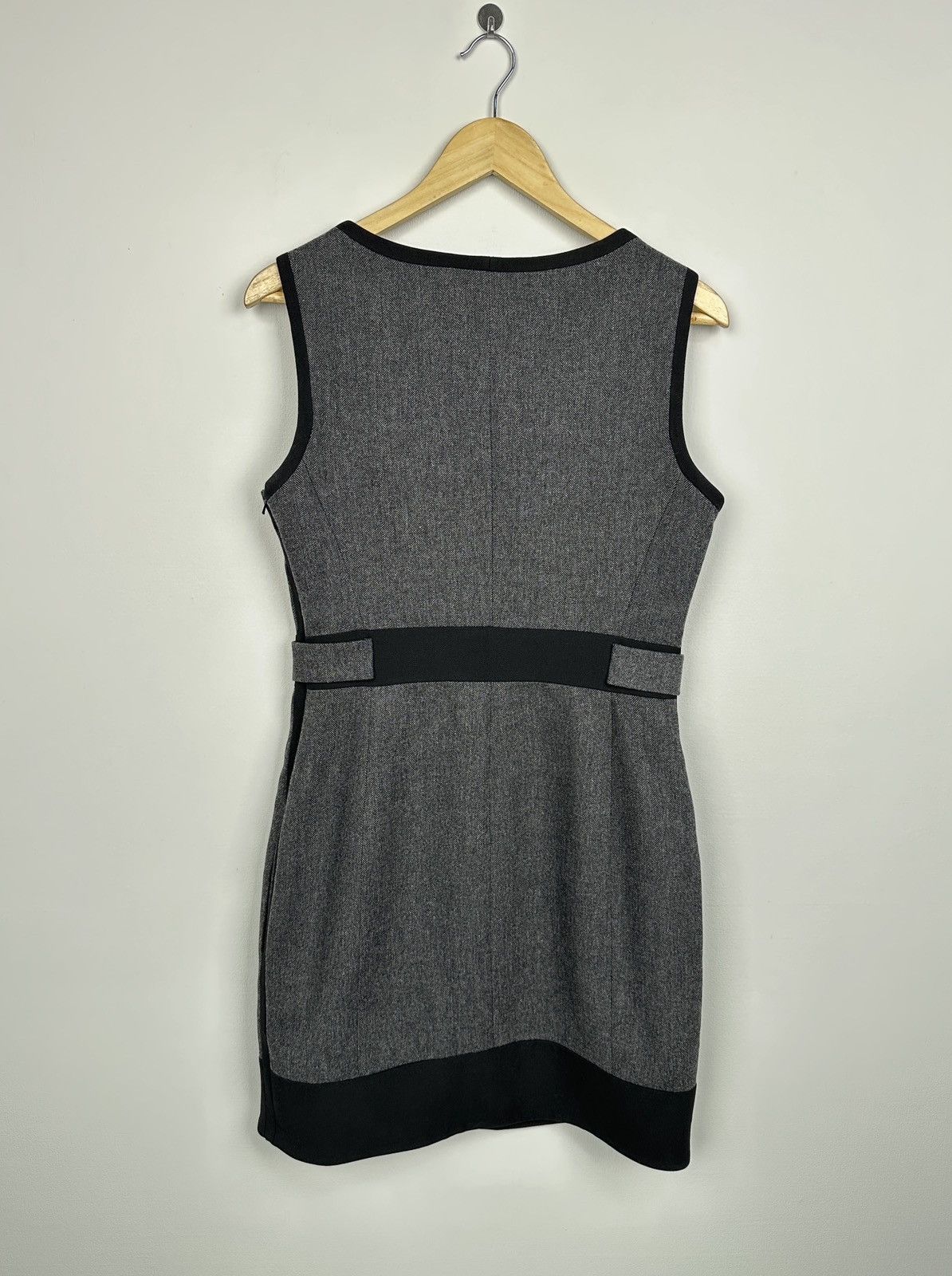 Karen Millen KAREN MILLEN Gray Herringbone Wool Blend Sheath Dress UK 12 Size M / US 6-8 / IT 42-44 - 2 Thumbnail