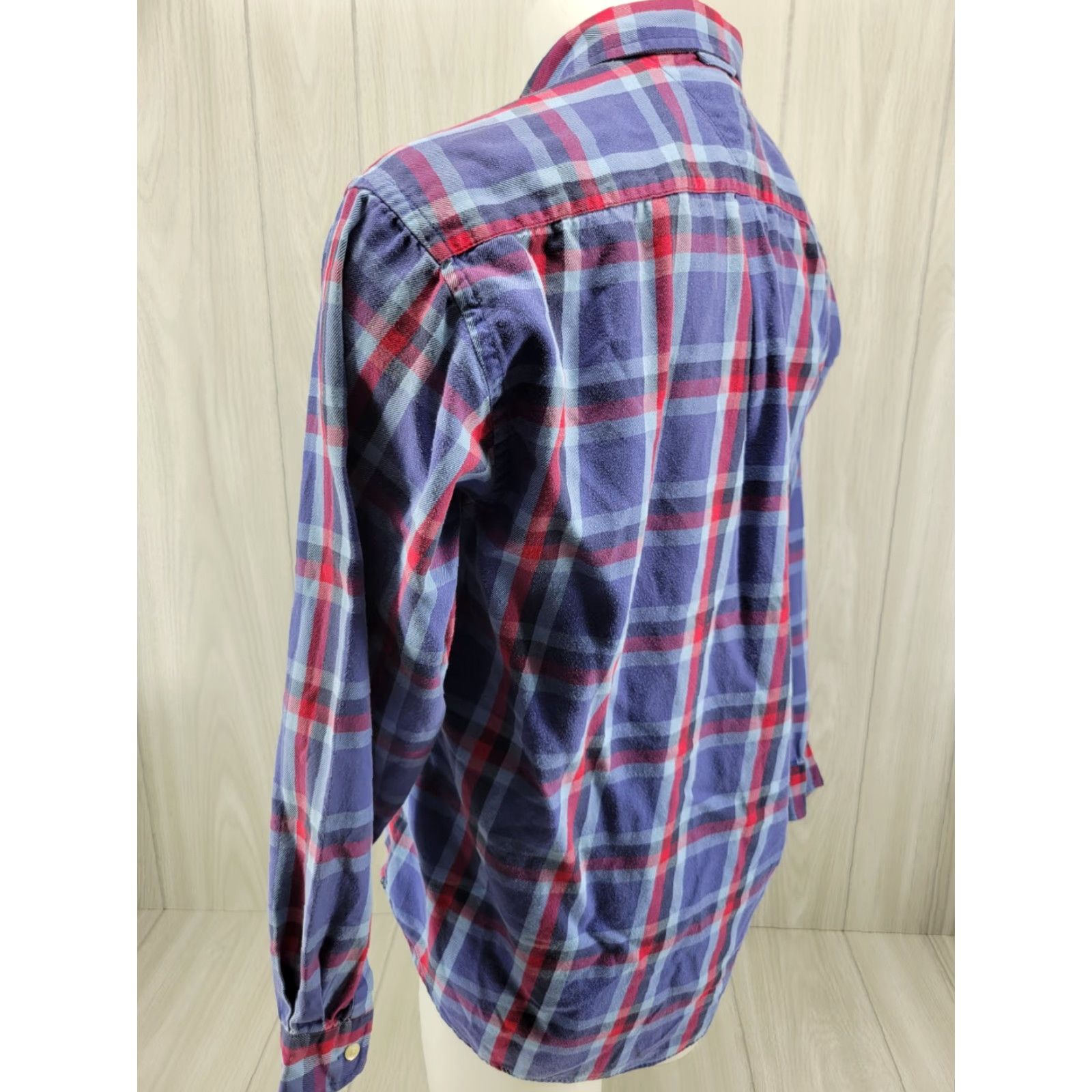 Tommy Hilfiger VINTAGE Tommy Hilfiger Shirt Mens Flannel Cotton Plaid Blue Box Logo Flag 1990s Size M Size US M / EU 48-50 / 2 - 7 Thumbnail