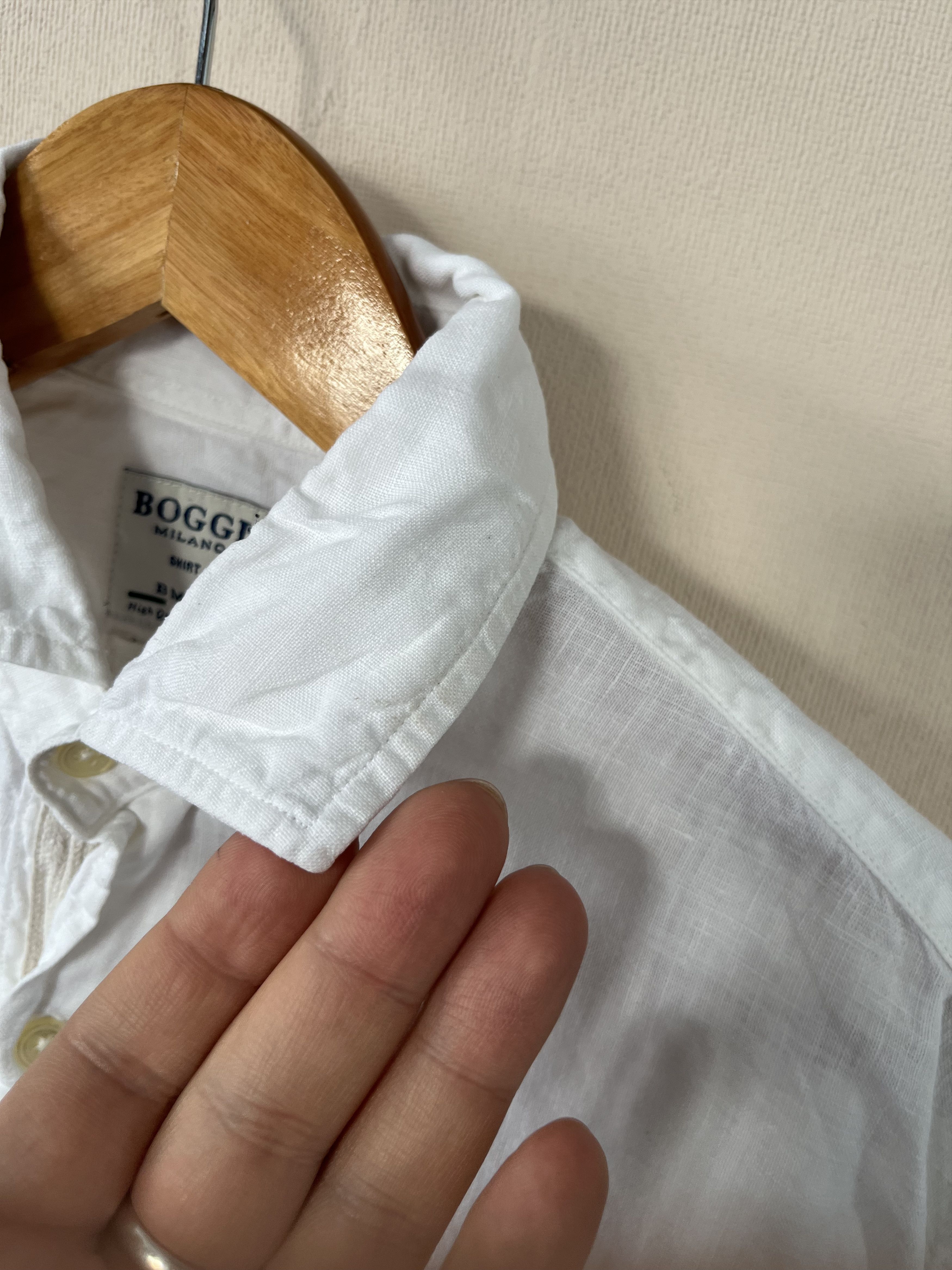 Boggi Boggi Milano Irish Linen Shirt White Long Sleeve Button Up Size US M / EU 48-50 / 2 - 8 Thumbnail