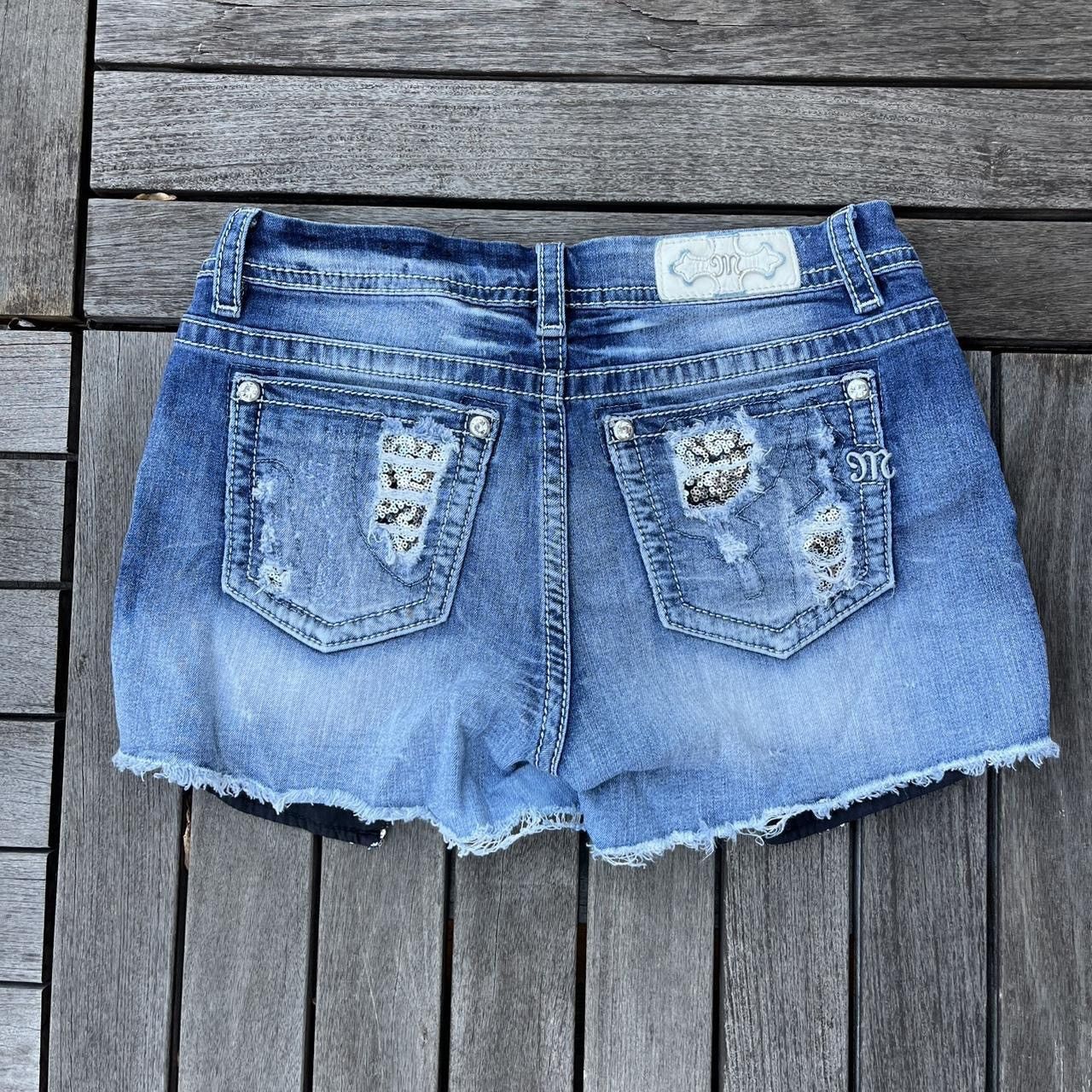 Miss Me Women’s Miss Me Mid-Rise Shorts with Silver Sequin Detailing Size 29" - 2 Thumbnail
