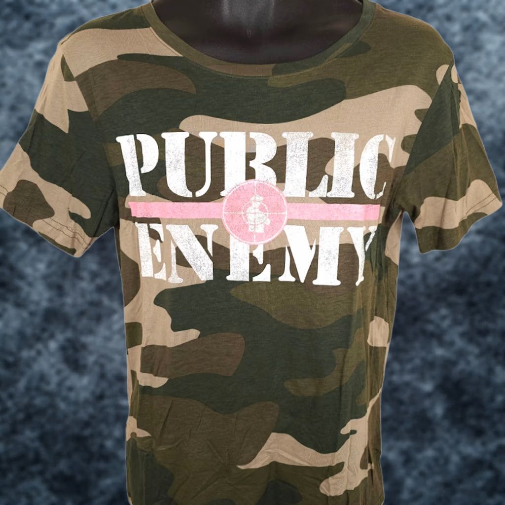 Pinko VINTAGE Public Enemy Shirt Womens Small Green Pink Fight The Power Camouflage Size S / US 4 / IT 40 - 1 Thumbnail