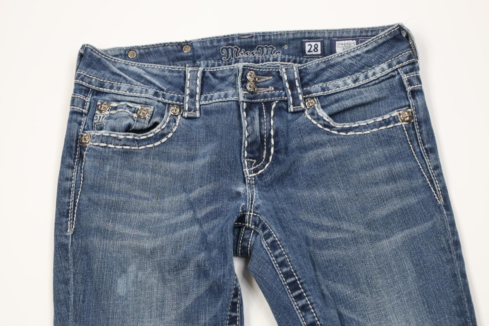 Miss Me Miss Me Rhinestone Beaded Thick Stitch Boot Denim Jeans Size 28" / US 6 / IT 42 - 2 Thumbnail