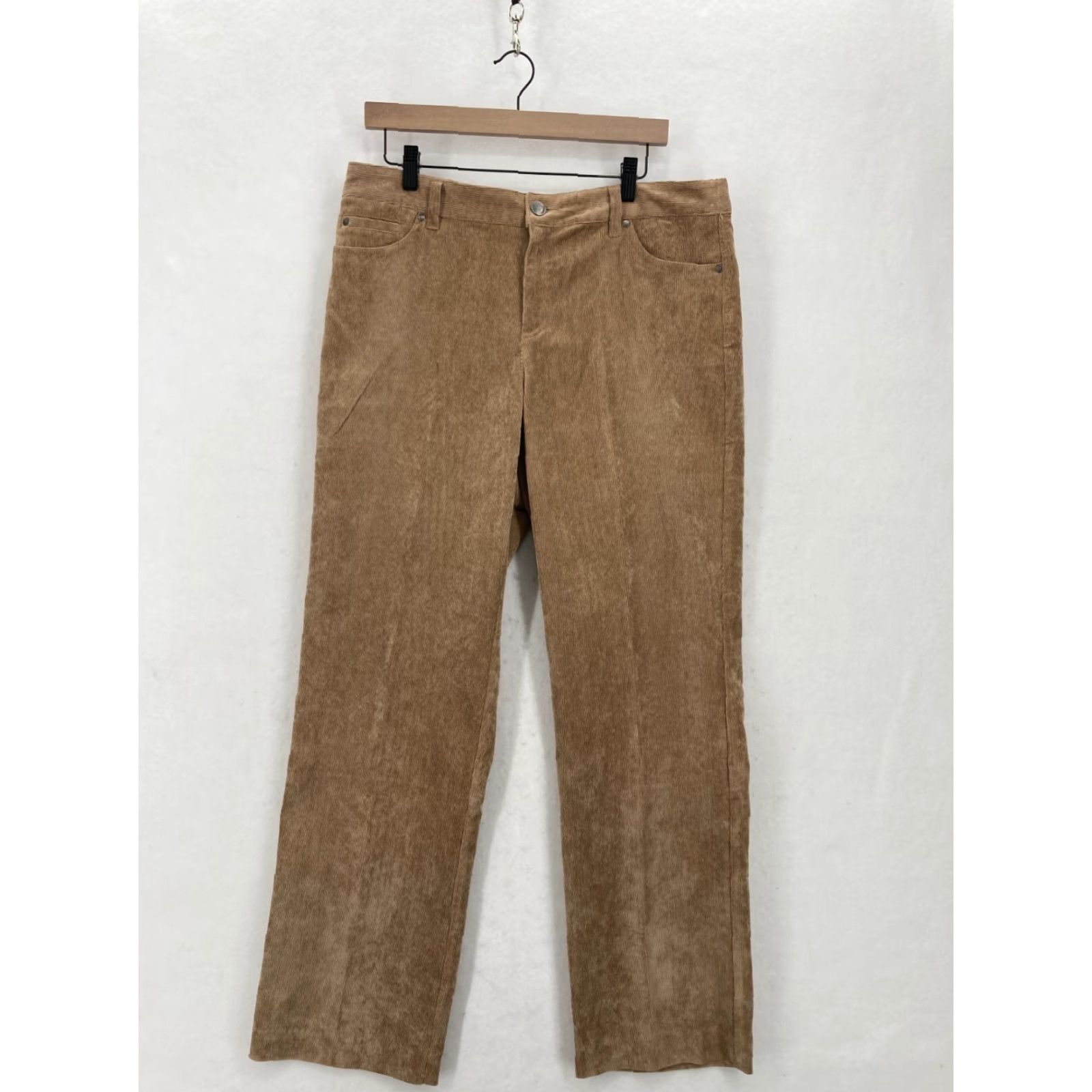 Vintage Christopher & Banks Corduroy Pants Women's 12 Brown Stretch Nylon Blend Relaxed Straight Pockets Casual Chino Fall Spring Summer Winter Mulit-Season Size 34" / US 12 / IT 48 - 2 Thumbnail