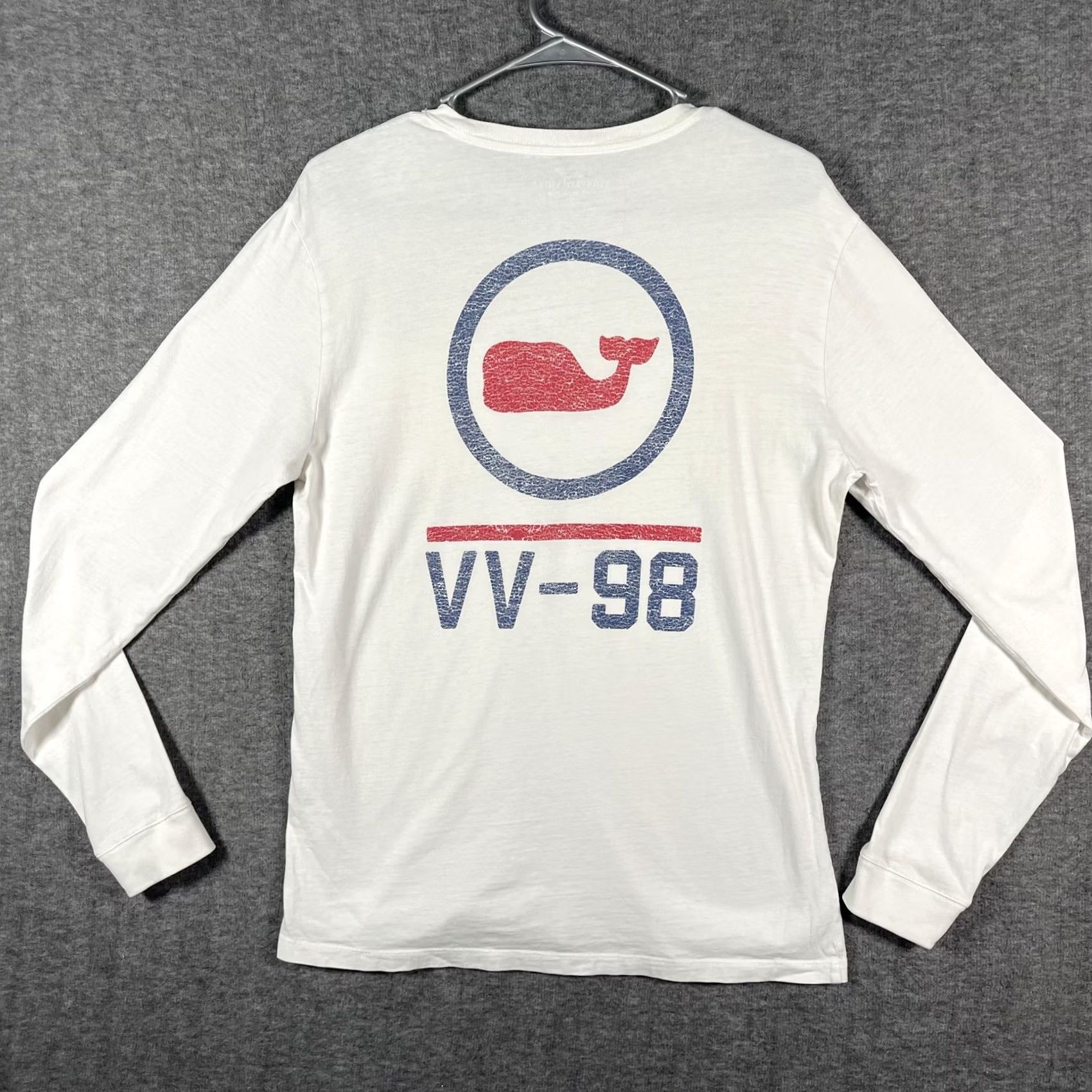 Vineyard Vines Vineyard Vines Mens Small White VV-98 Whale Logo Long Sleeve Tee Preppy Shirt Size US S / EU 44-46 / 1 - 3 Thumbnail