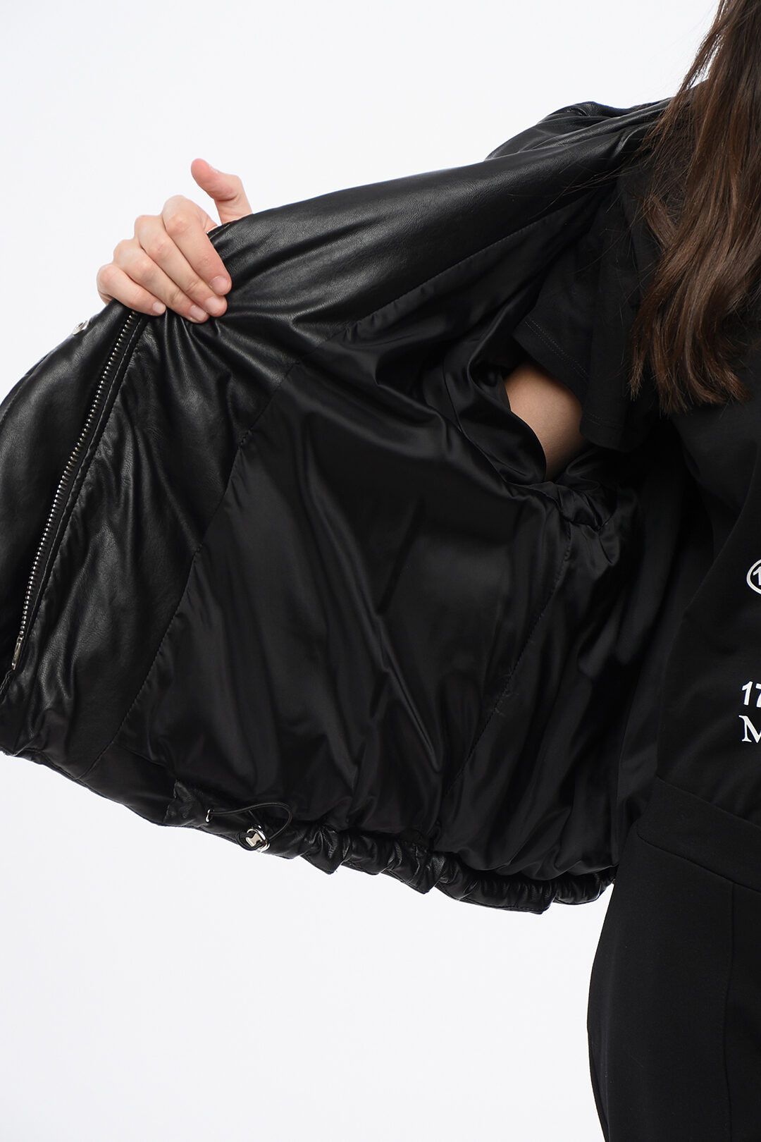 Maison Margiela og1mm0825 Faux Leather Down Jacket in Black Size L / US 10 / IT 46 - 5 Thumbnail