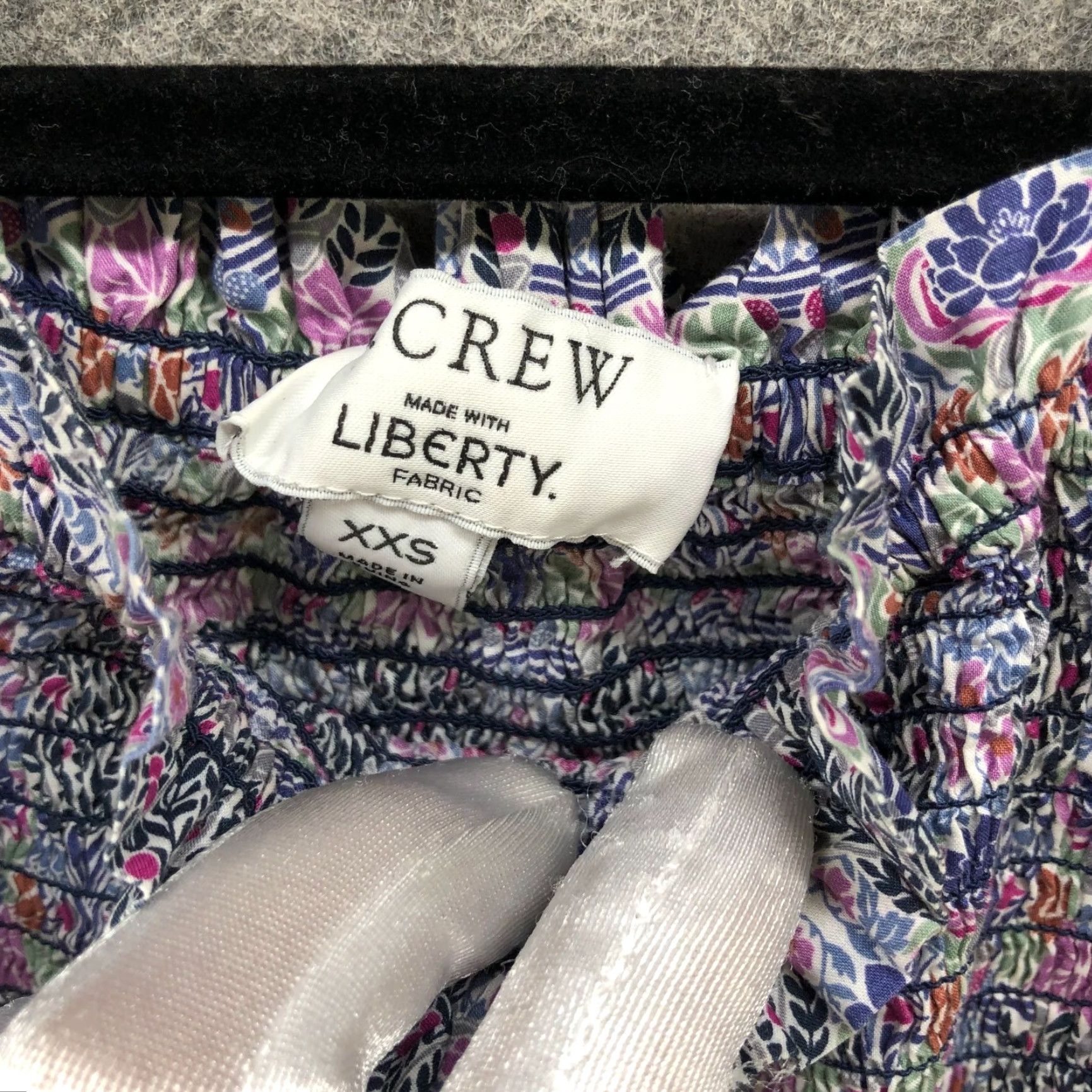 J.Crew J. Crew Blouse XXS Purple Puff Sleeve Square Neck Smocked Peplum Floral Cotton Liberty Of London Womens Size XXS / US 00 / IT 34 - 5 Thumbnail