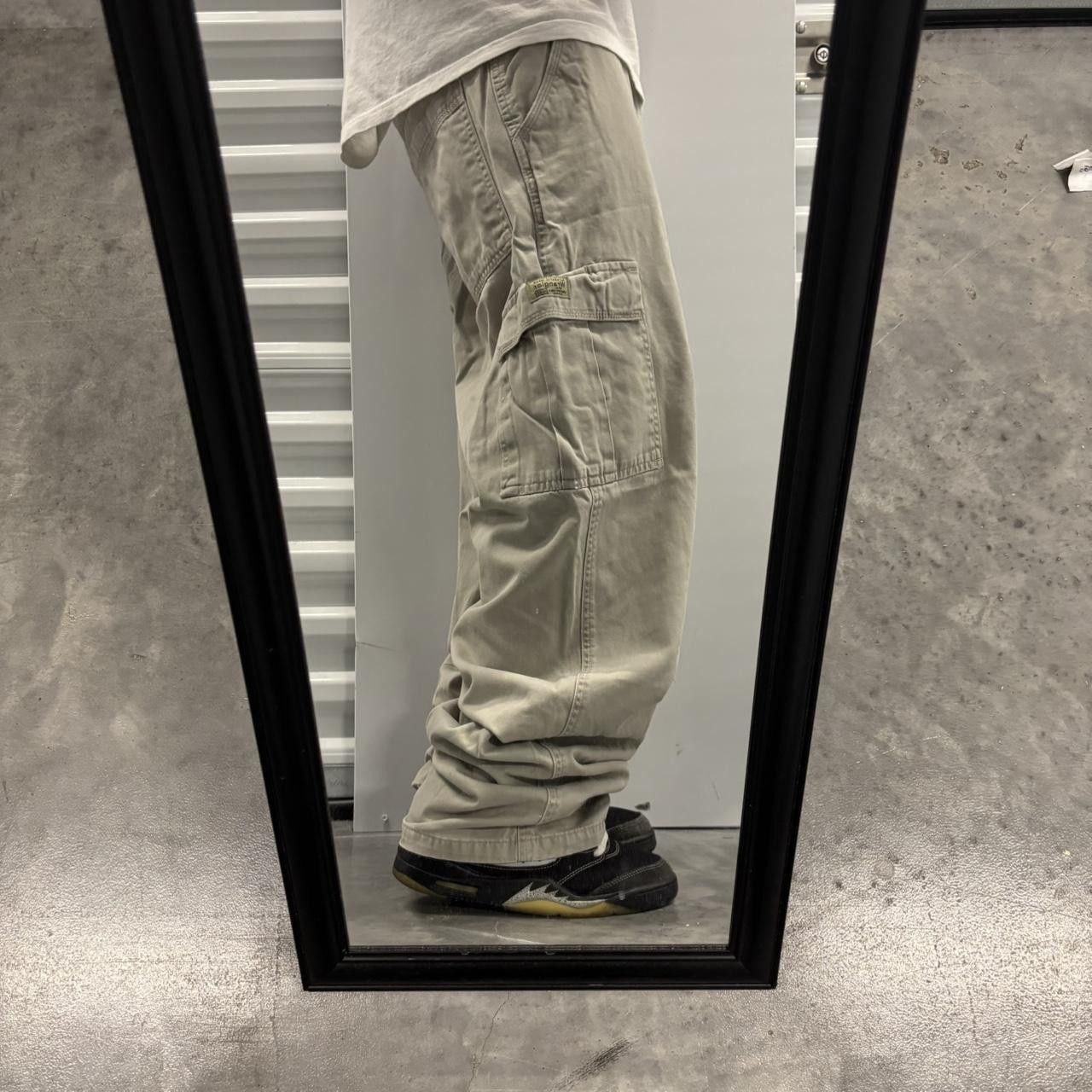 Japanese Brand × Vintage Crazy Vintage Y2K/2000s Baggy Khaki Cream Streetwear Skater Style Cargo Pants! Size US 36 / EU 52 - 2 Thumbnail