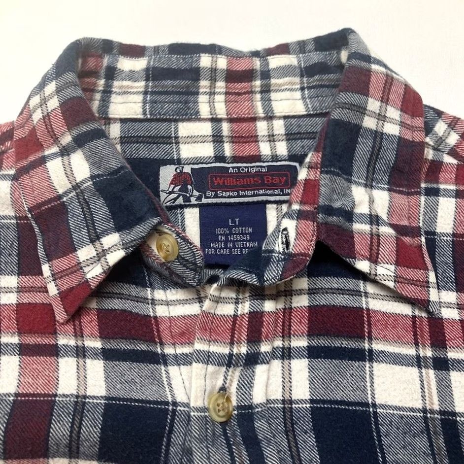 Vintage Williams Bay Flannel Shirt White Red Plaid Long Sleeve Heavyweight Size LT TALL Size US L / EU 52-54 / 3 - 4 Thumbnail