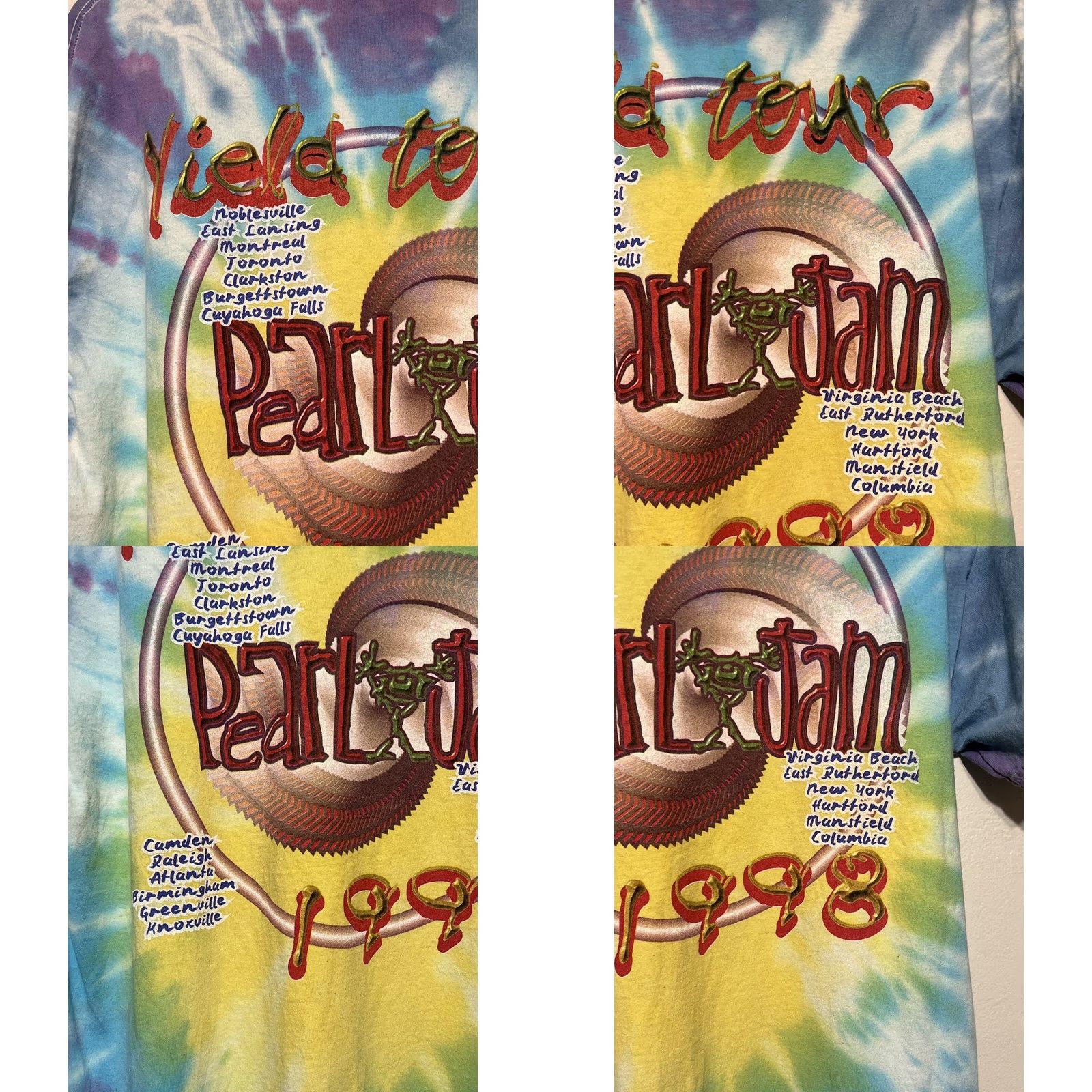 Delta VINTAGE Pearl Jam T-Shirt 1998 Yield Tour Tie Dye XL Delta Pro Weight Mens Size US XL / EU 56 / 4 - 8 Thumbnail