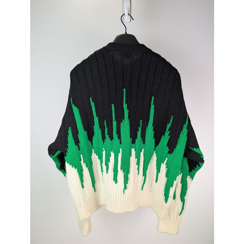 Bottega Veneta o1rshd1 Heavyweight Wool Graphic Knit Sweater Parakeet/Black Size US L / EU 52-54 / 3 - 10 Thumbnail