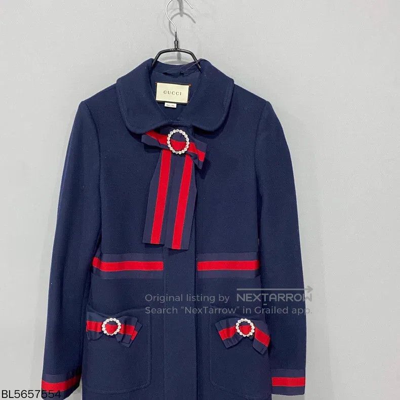 Gucci Gucci Dark blue bow-decorated medium-length long-sleeved c Size XS / US 0-2 / IT 36-38 - 1 Thumbnail