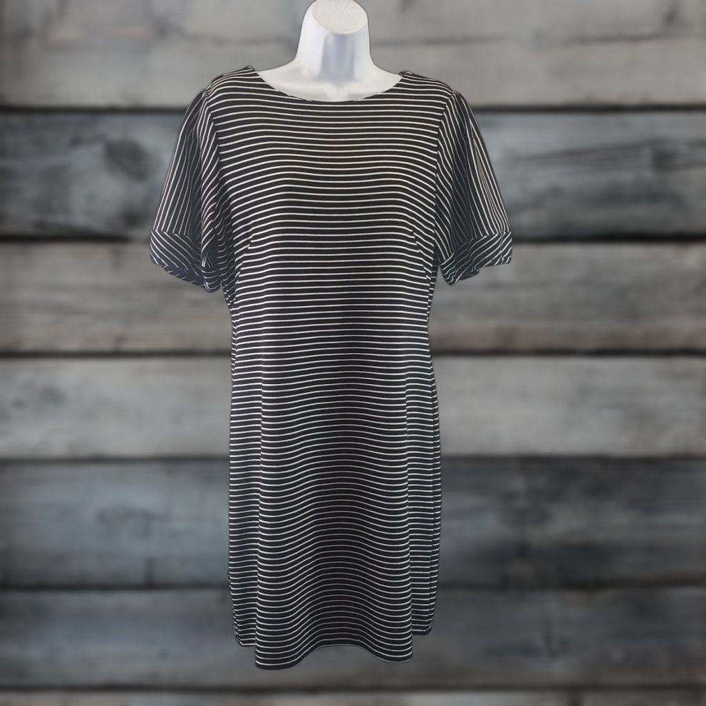 Ann Taylor Ann Taylor Womens Dress Sz 12 Black White Stripe Half Sleeves Striped Size XL / US 12-14 / IT 48-50 - 1 Thumbnail