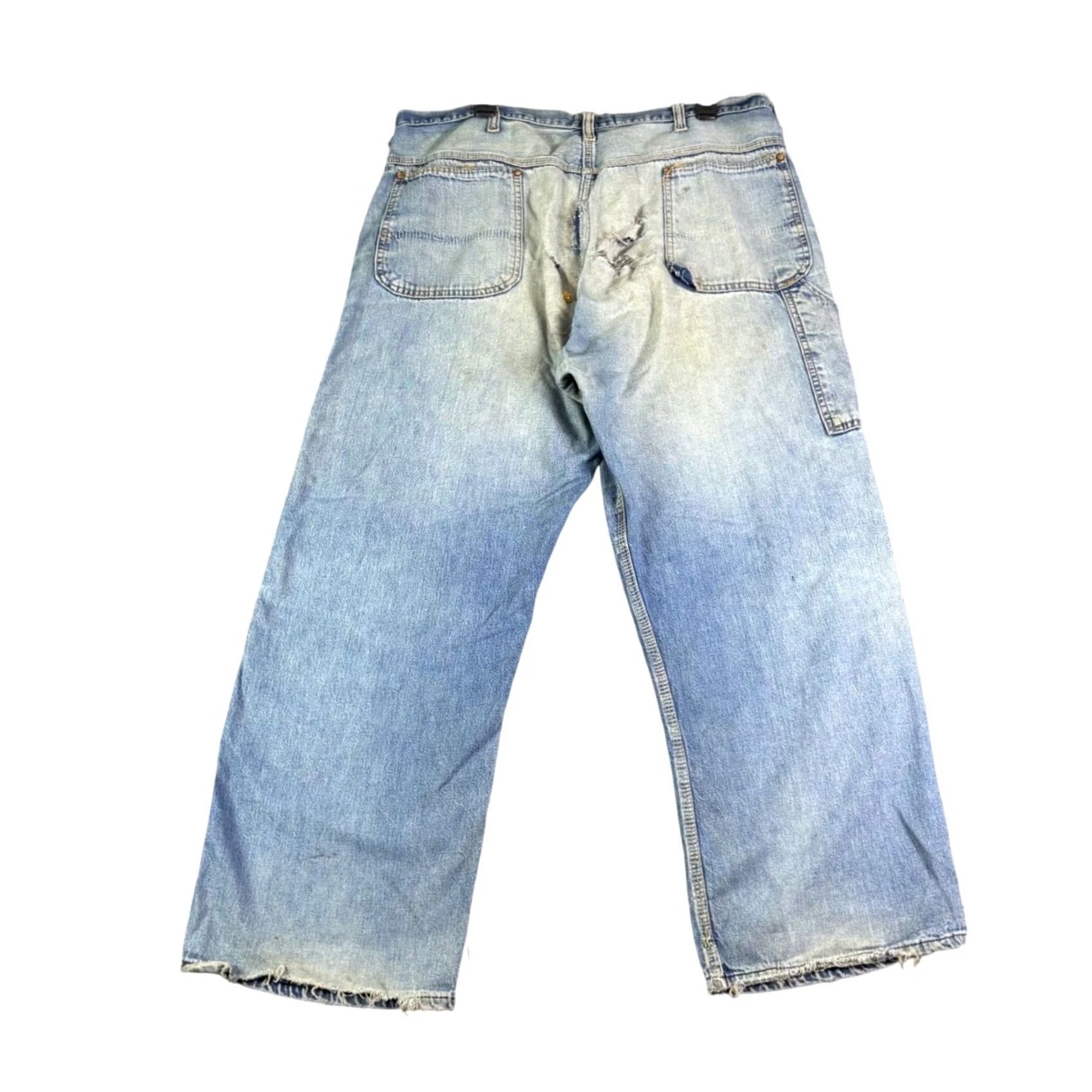 Carhartt VINTAGE Carhartt Jeans Mens 36x29 Light Wash Distressed Workwear Size US 36 / EU 52 - 2 Thumbnail