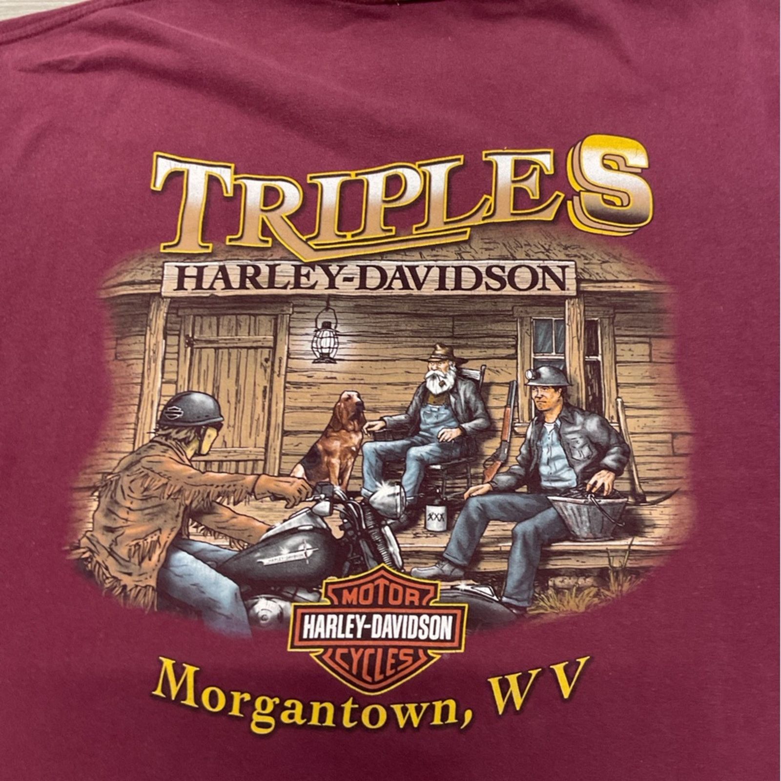 Harley Davidson Harley-Davidson Triples Morgantown WV Maroon T-Shirt Size US XXL / EU 58 / 5 - 4 Thumbnail