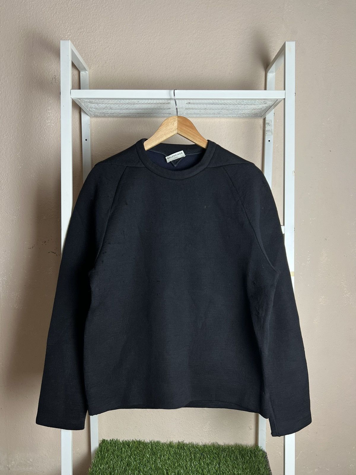 Balenciaga Distress Balenciaga Polyster Sweatshirt Black Plain Size US M / EU 48-50 / 2 - 1 Thumbnail