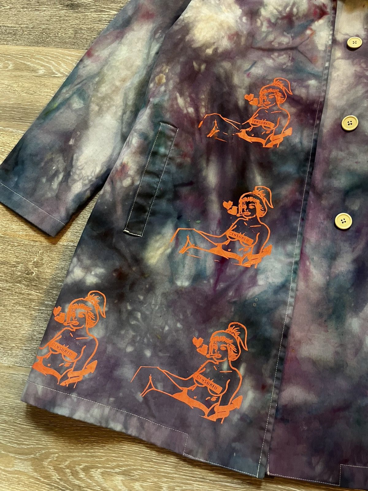 Vintage Custom Tie Dyed Smoking Heals Up-Cycled Long Coat Size L / US 10 / IT 46 - 4 Thumbnail