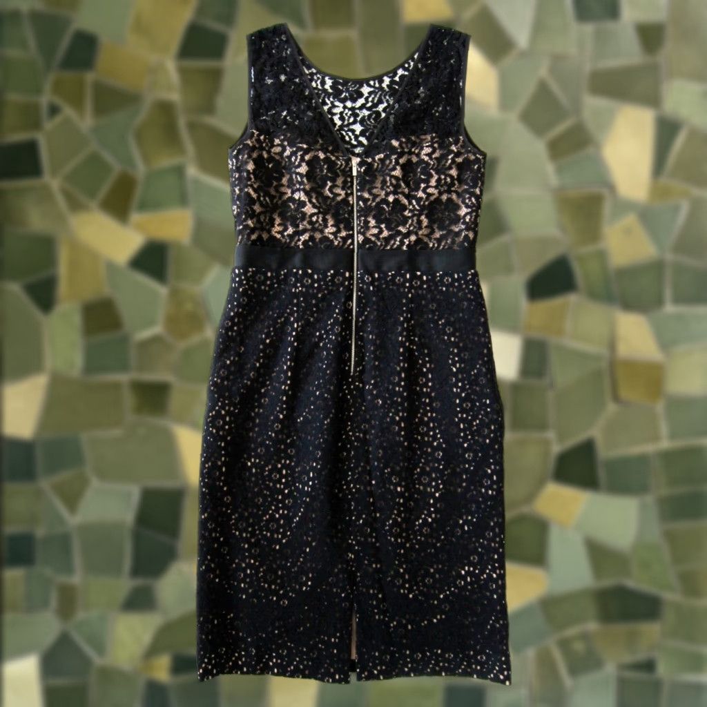 NWT BCBGMAXAZRIA Alice Black Embroidered Lace Sleeveless Empire Party Dress 8