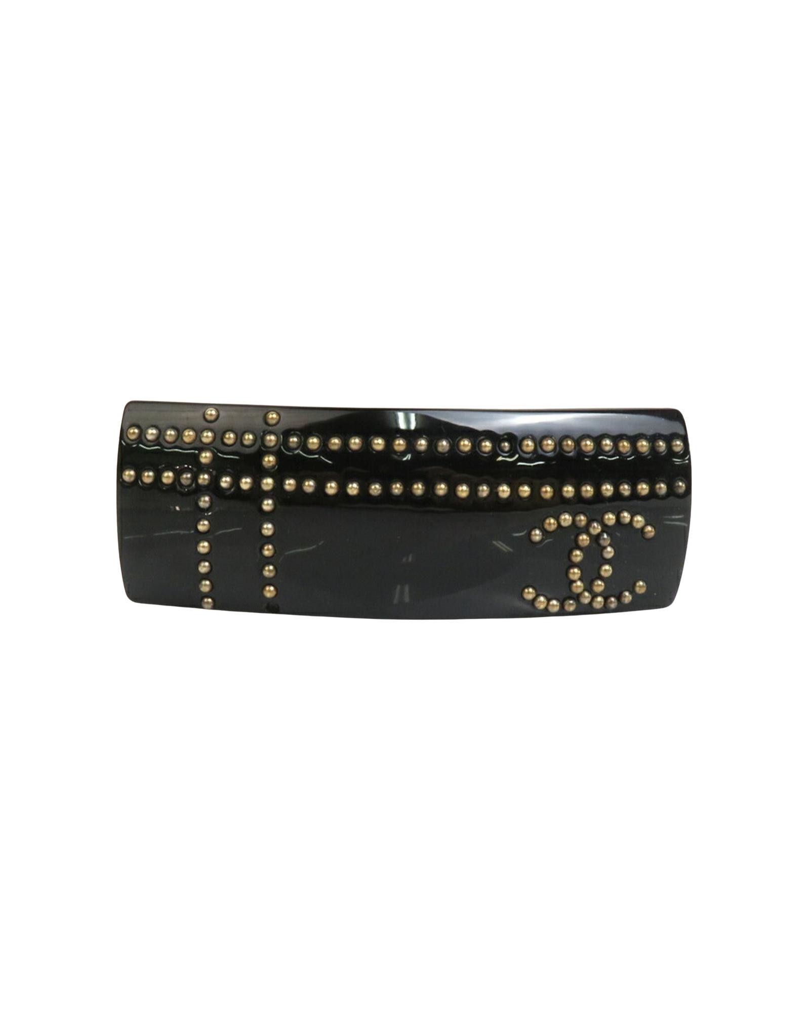 image of Chanel Black Logo Cc Barrette, Women's