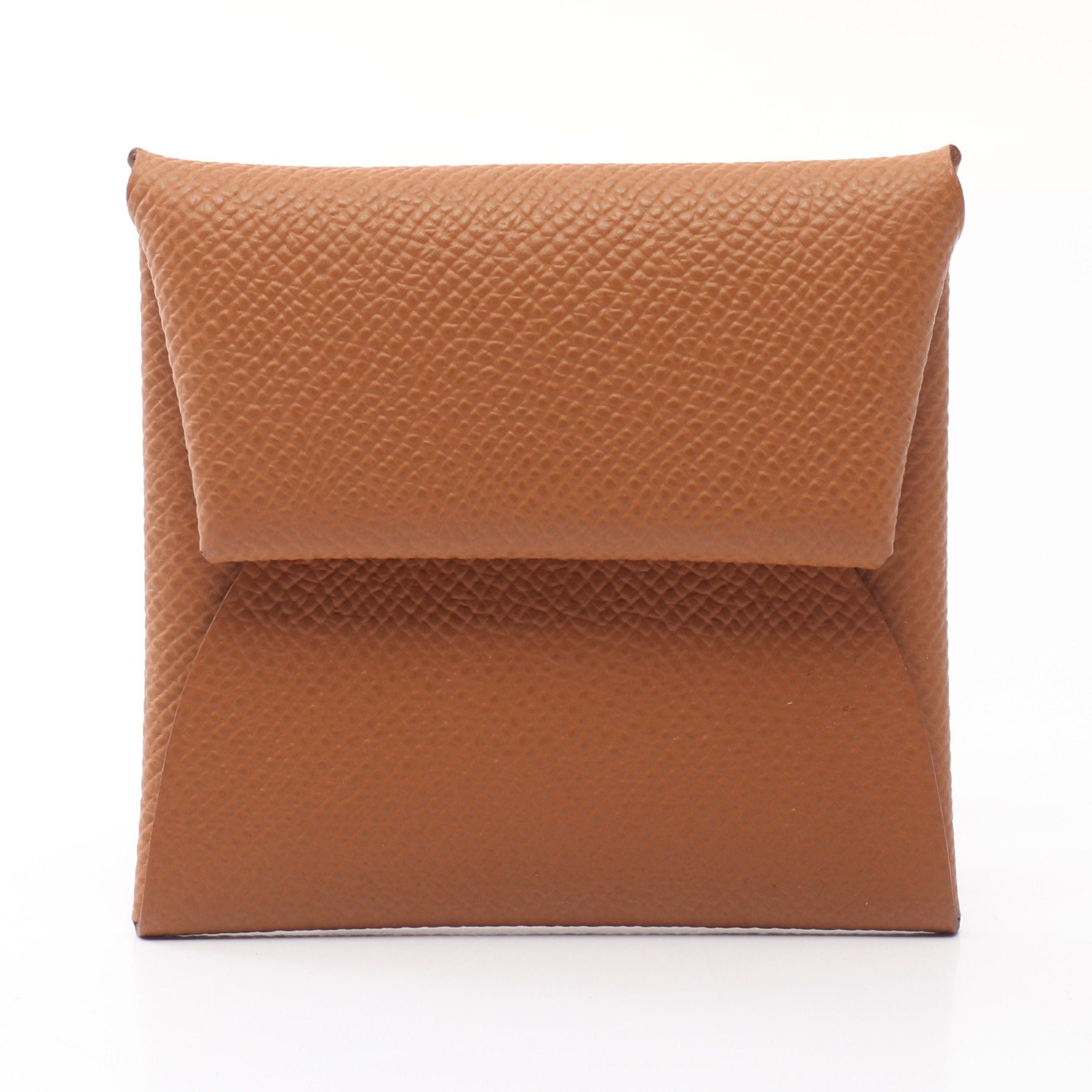 Hermes Hermes Bastia Gold Coin Purse Veau Epsom Light Brown Silver Hardware Double Engraved Size ONE SIZE - 1 Thumbnail
