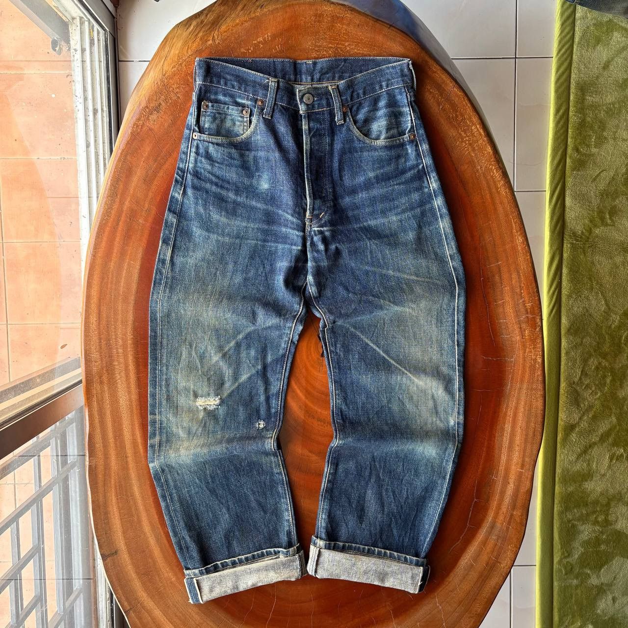 Levi's Vintage Clothing Levi’s 503B Big E Selvedge Distress Vintage Dark Blue Pants Size US 29 - 1 Thumbnail
