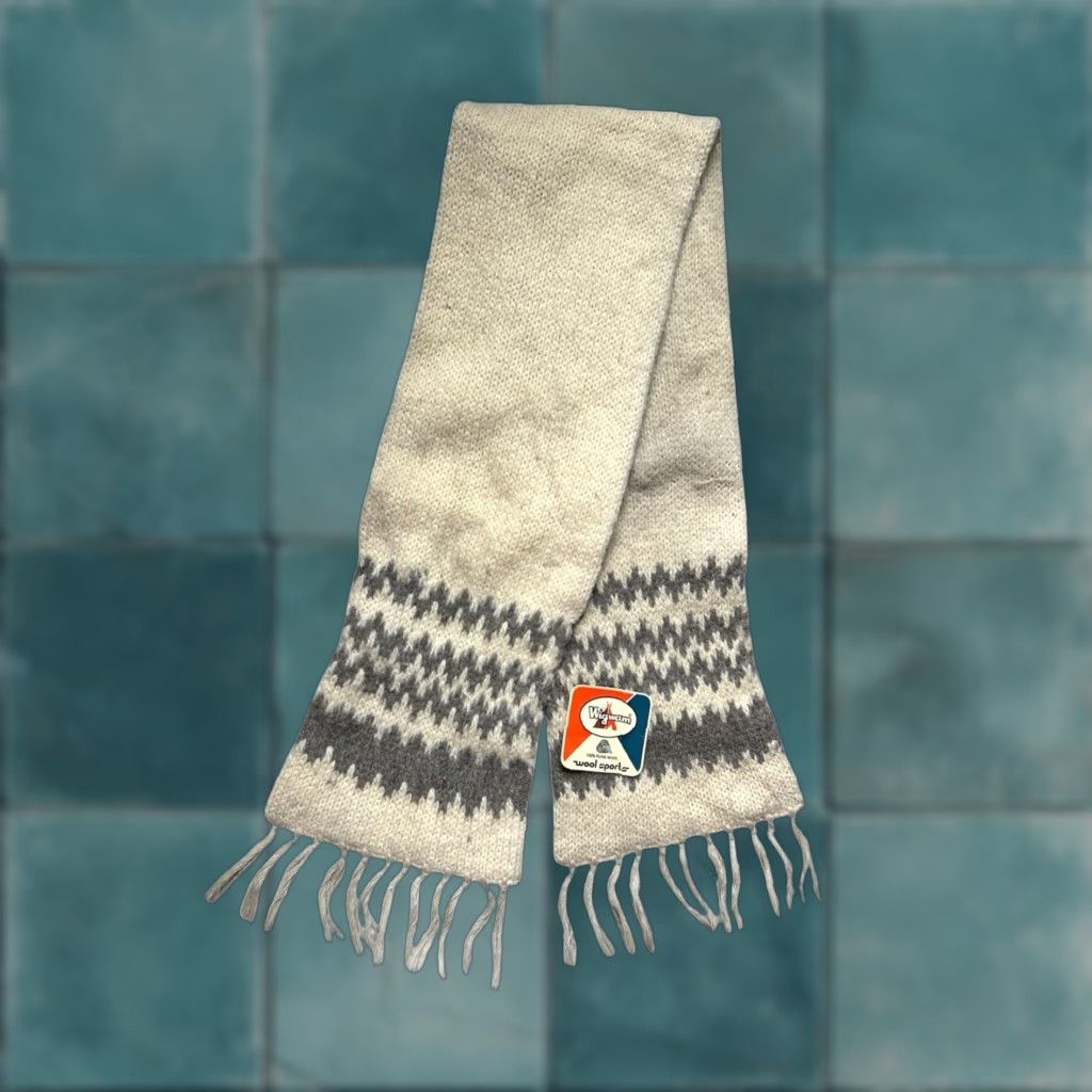 Vintage VINTAGE Wigwam Scarf Wool Winter White 80s Deadstock NWT Made in USA Mens One Size Fringe Size ONE SIZE - 1 Thumbnail