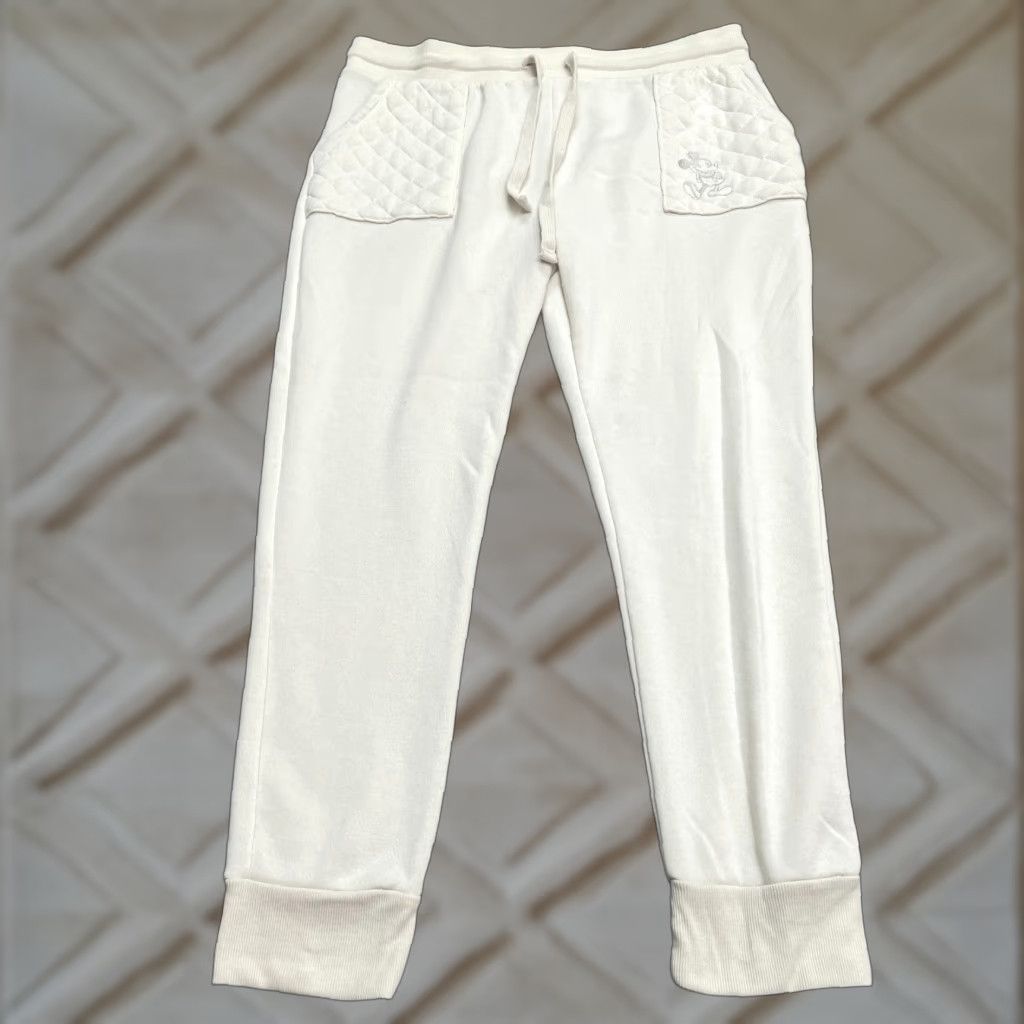 Disney Disney Mickey Mouse Jogger Sweatpants Mens XL Ivory Quilted Pockets Casual 37x30 Size US 36 / EU 52 - 1 Thumbnail