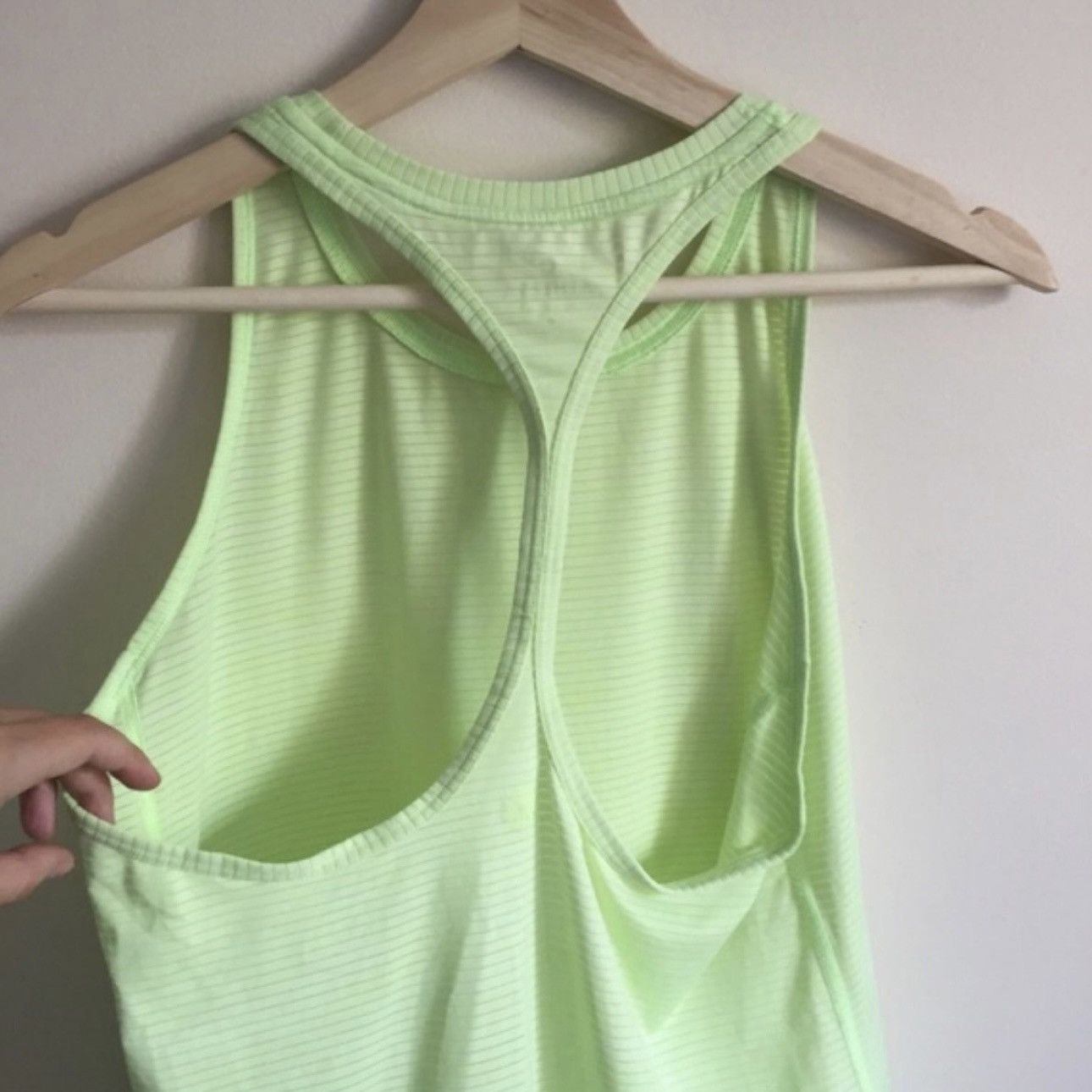 Athleta ATHLETA Neon Lime Green Ribbed Striped Workout Tank Top Size S / US 4 / IT 40 - 5 Thumbnail