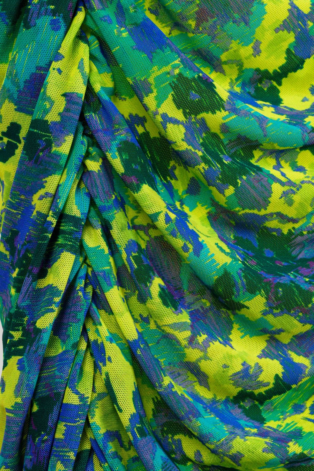 Ganni Ganni 2021 Green Ruched Printed Mesh Midi Dress Size S / US 4 / IT 40 - 7 Thumbnail