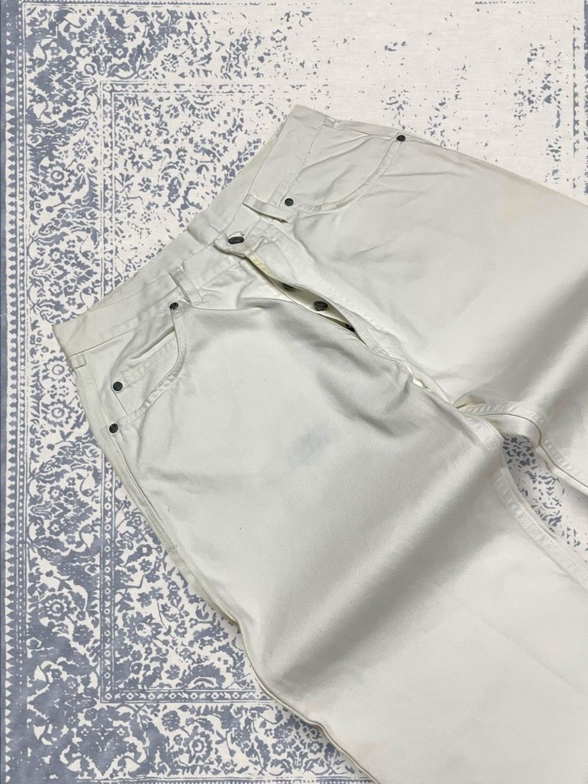 Celine Vintage Og 1990s Designer Celine Paris Baggy White Denim Size US 28 / EU 44 - 7 Thumbnail