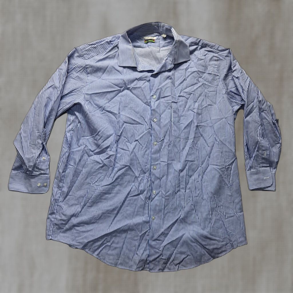 Van Heusen VINTAGE Van Heusen Shirt Blue Striped Long Sleeve Button-Up Adult 18 Regular Cotton Blend Men Size US XXL / EU 58 / 5 - 1 Thumbnail