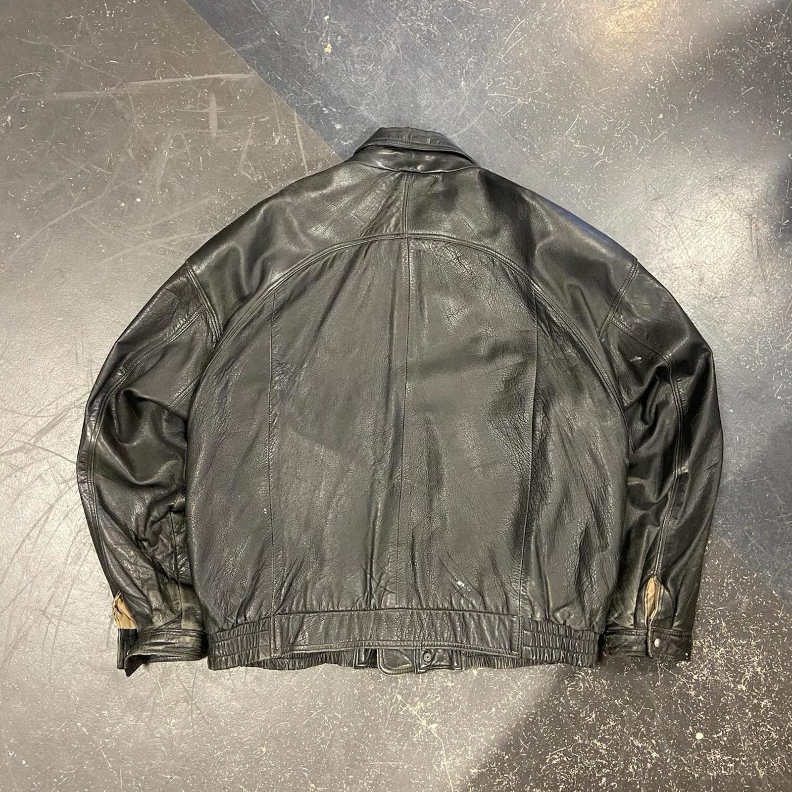 Vintage 80s Faxed Flight Leather Bomber Jacket Size US XL / EU 56 / 4 - 7 Thumbnail