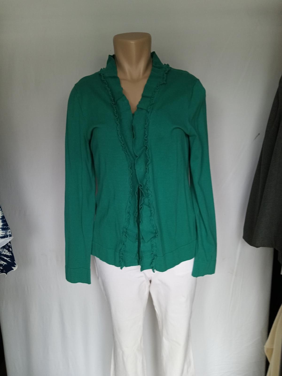 Designer Chic Green Button-Up Cardigan Set Jones NY Size L / US 10 / IT 46 - 2 Thumbnail