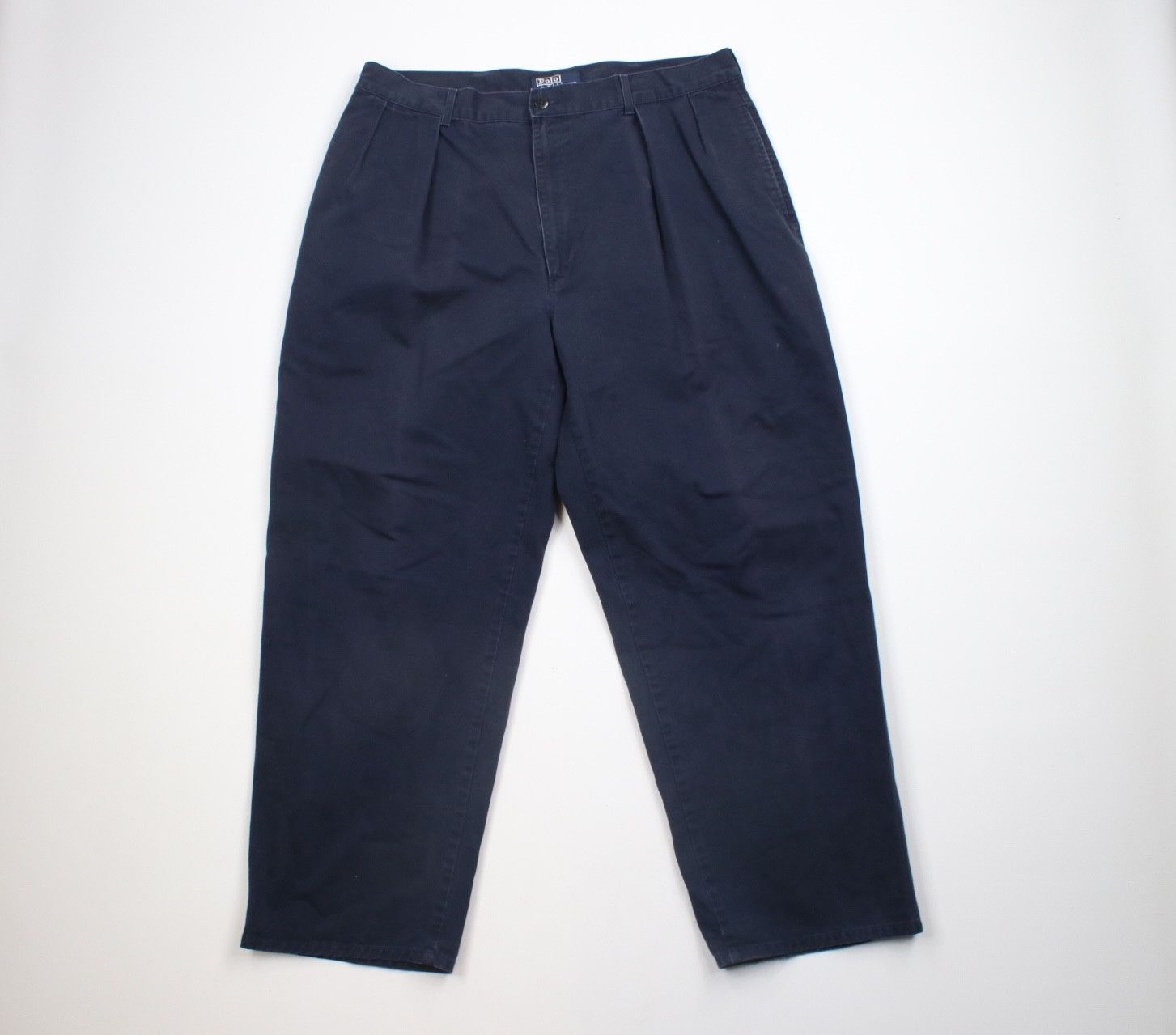 Ralph Lauren × Vintage Vintage 90s Ralph Lauren Wide Leg Pleated Chino Pants Blue Size US 38 / EU 54 - 1 Thumbnail