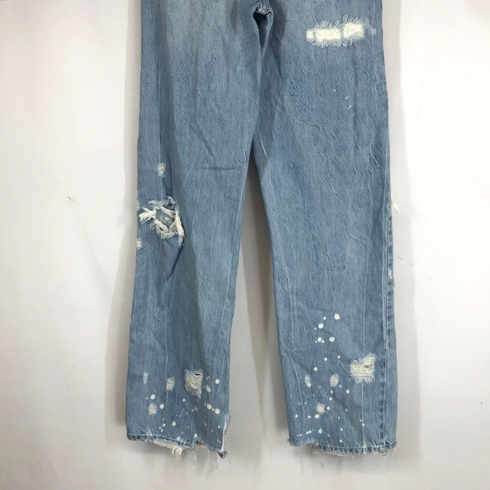 Vintage Free People Jeans Blue 24 Distressed Paint Splatter Straight Leg Womens Size 42" / US 20 - 3 Thumbnail
