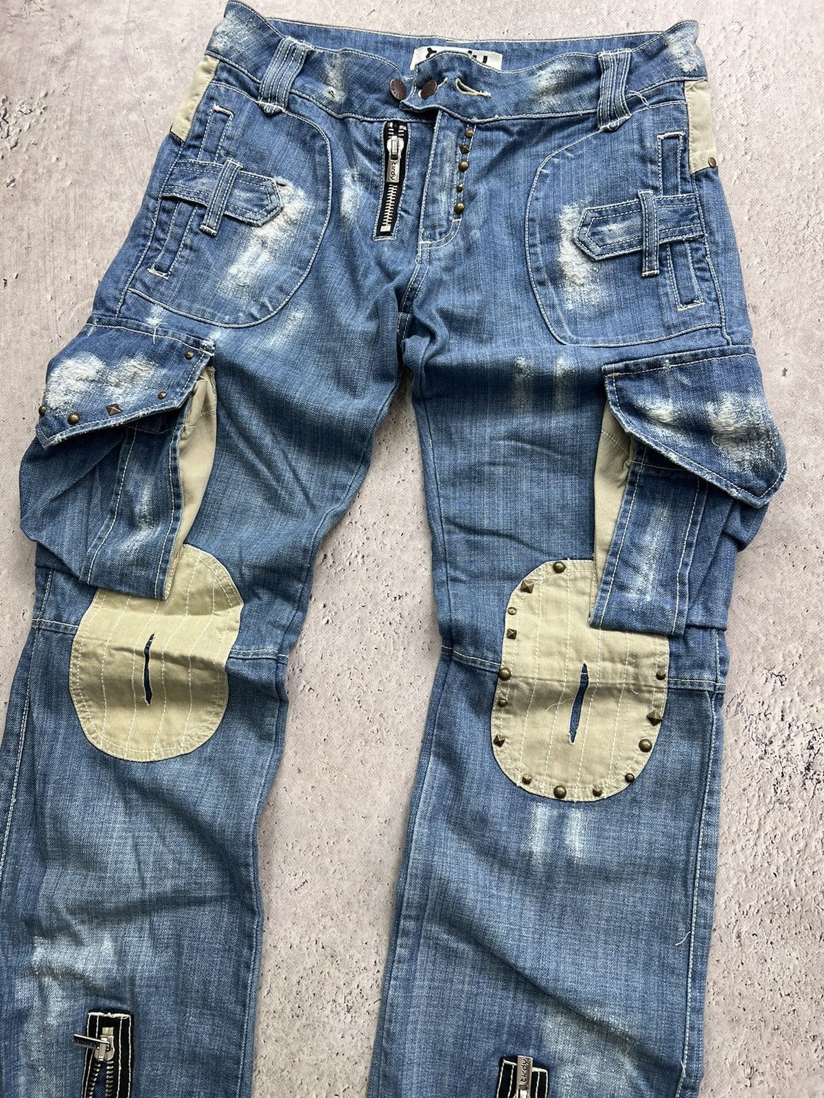 Japanese Brand × Junya Watanabe Dirty pants Faded Crash denim thrashed y2k distressed jeans Size US 30 / EU 46 - 3 Thumbnail