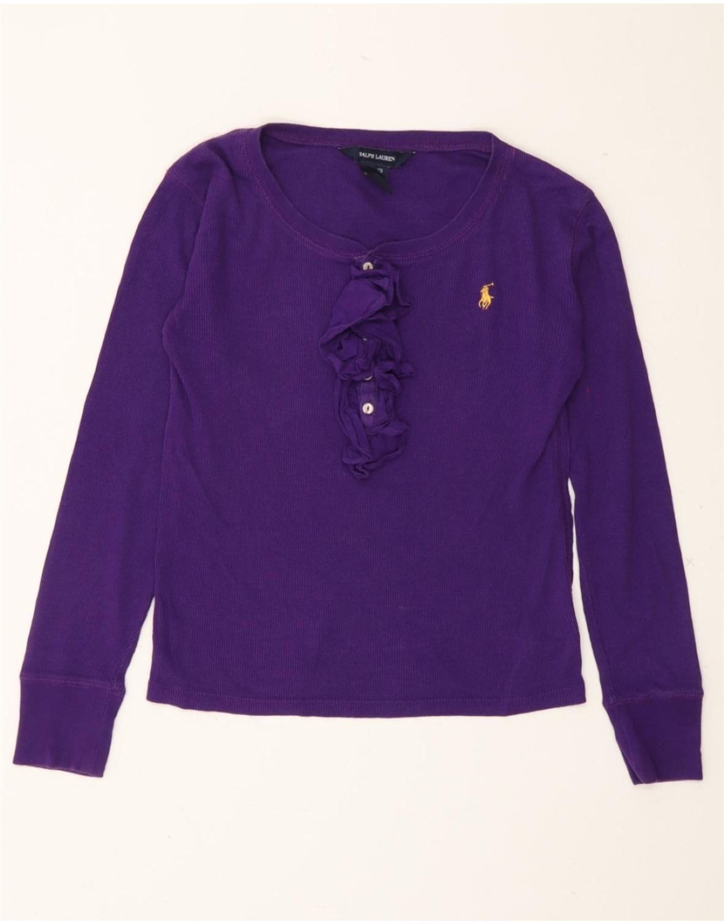 Ralph Lauren Girls Top Long Sleeve 8-9 Years Medium Purple Cotton Size S / US 4 / IT 40 - 1 Thumbnail