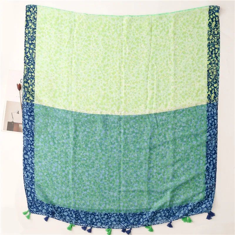 Japanese Brand × Vintage Floral Thin Tassel Viscose Shawl Scarf Lady Size ONE SIZE - 8 Thumbnail