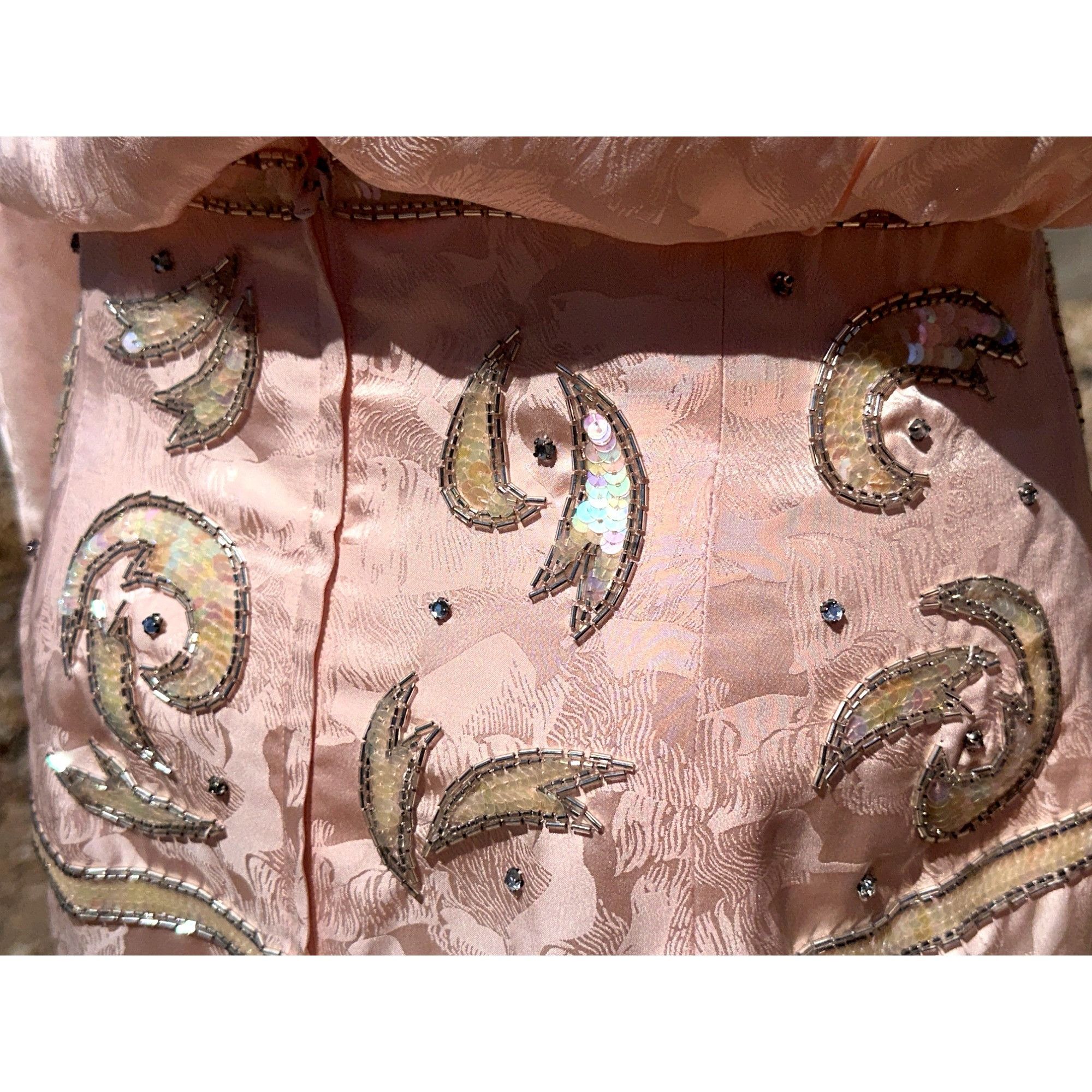 Other All Silk Vintage Dress by Spencer Jeremy 8 Pink Sequin Beade Size M / US 6-8 / IT 42-44 - 7 Thumbnail