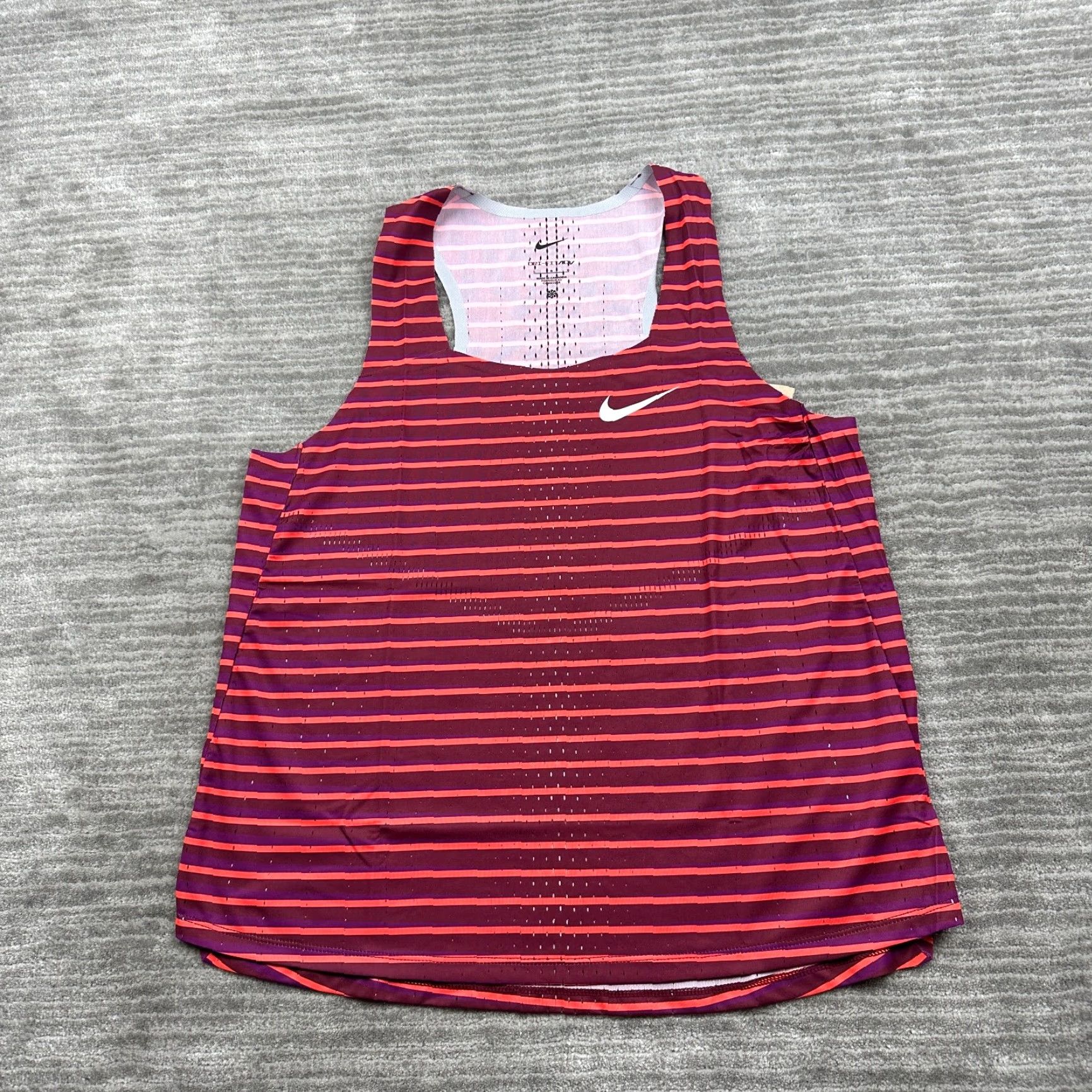 Nike Nike Tank Top Womens Large Red Striped Running Singlet DriFit Aeroswift Size L / US 10 / IT 46 - 2 Thumbnail