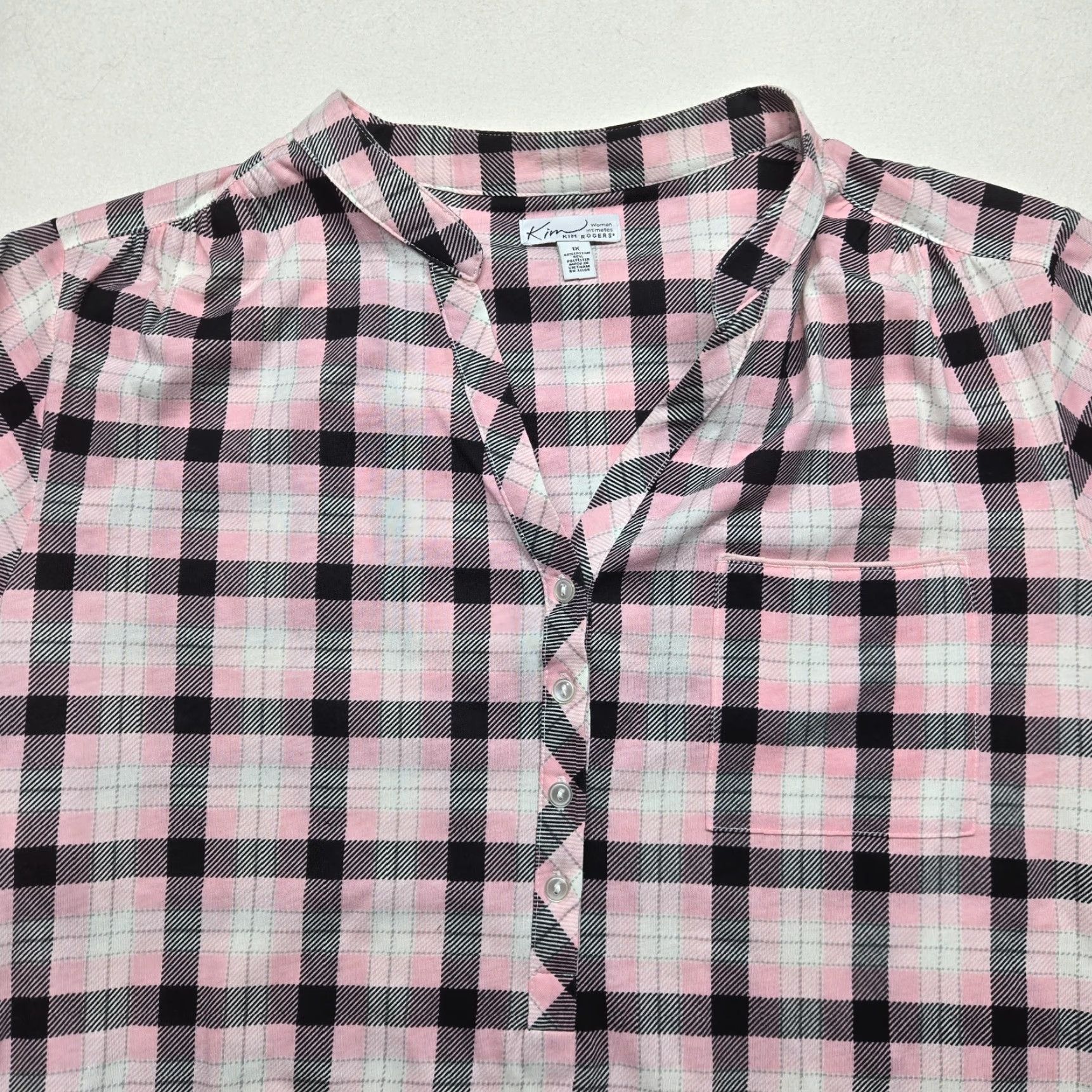 Pinko Kim Rogers Nightgown Pink Plaid Oversized Button Shirt Intimates Sleepwear 1X Shirt Womens Nightgown Pink 1X Size XL / US 12-14 / IT 48-50 - 2 Thumbnail