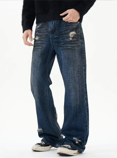 Japanese Brand High street retro distressed American dirty dyed jeans Size US 32 / EU 48 - 1 Thumbnail