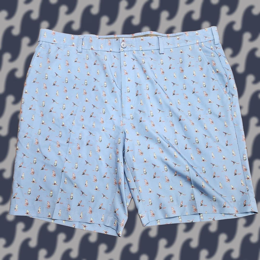 Roundtree & Yorke Roundtree & Yorke Performance Shorts Men 42W Classic Sail Boat Blue Chino Geometric 9in Inseam Zip Pockets Polyester Elastane Machine Washable Size US 42 / EU 58 - 1 Thumbnail
