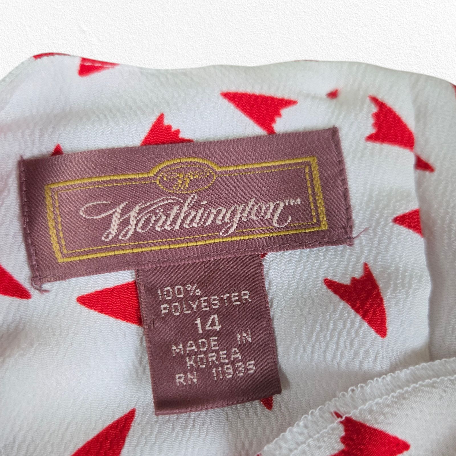 Vintage 80s White Red Geometric Blouse Size 14 Size XL / US 12-14 / IT 48-50 - 4 Thumbnail