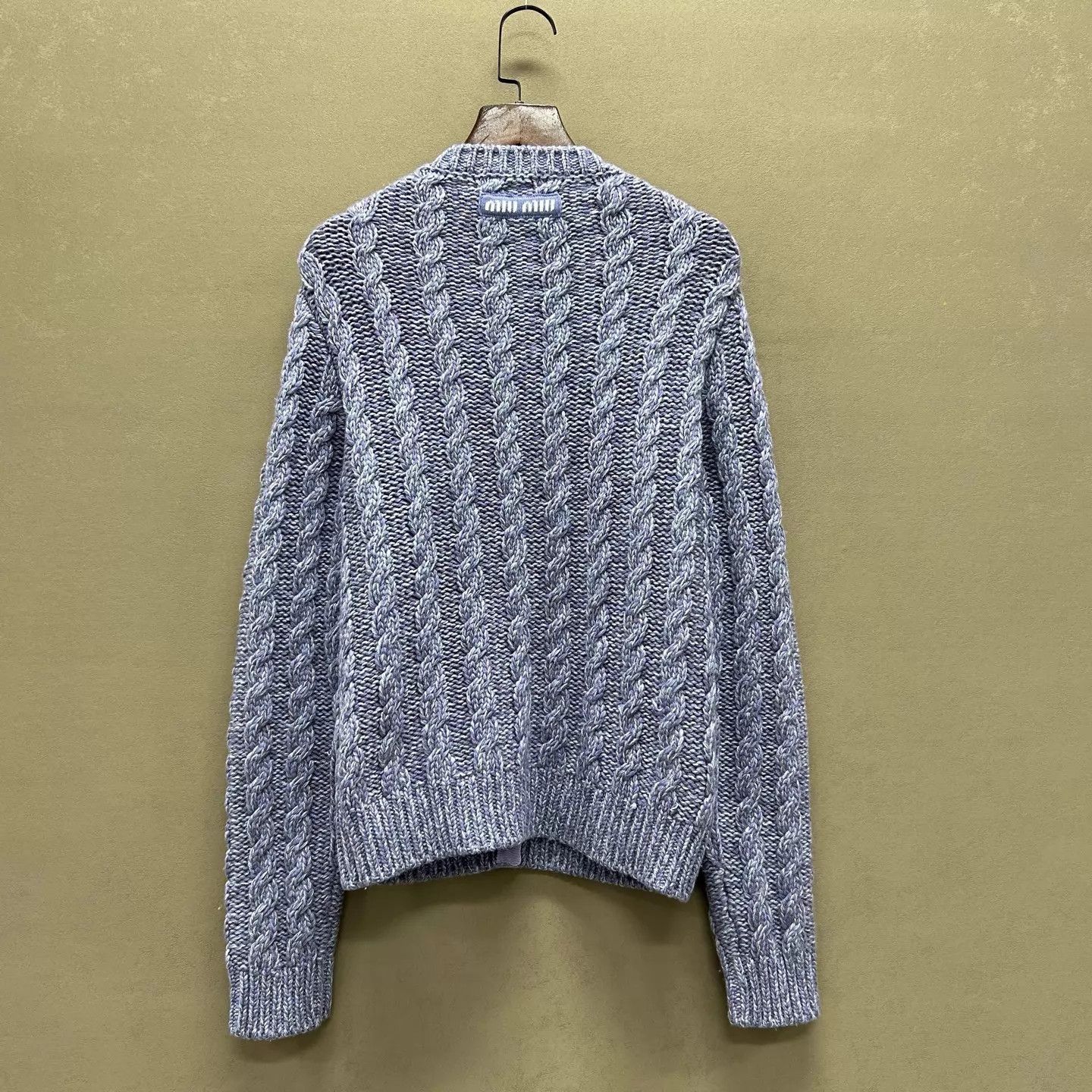 Miu Miu MIU MIU 99 New Lavender Purple Cable Knit Cardigan 38 Size XS / US 0-2 / IT 36-38 - 2 Thumbnail