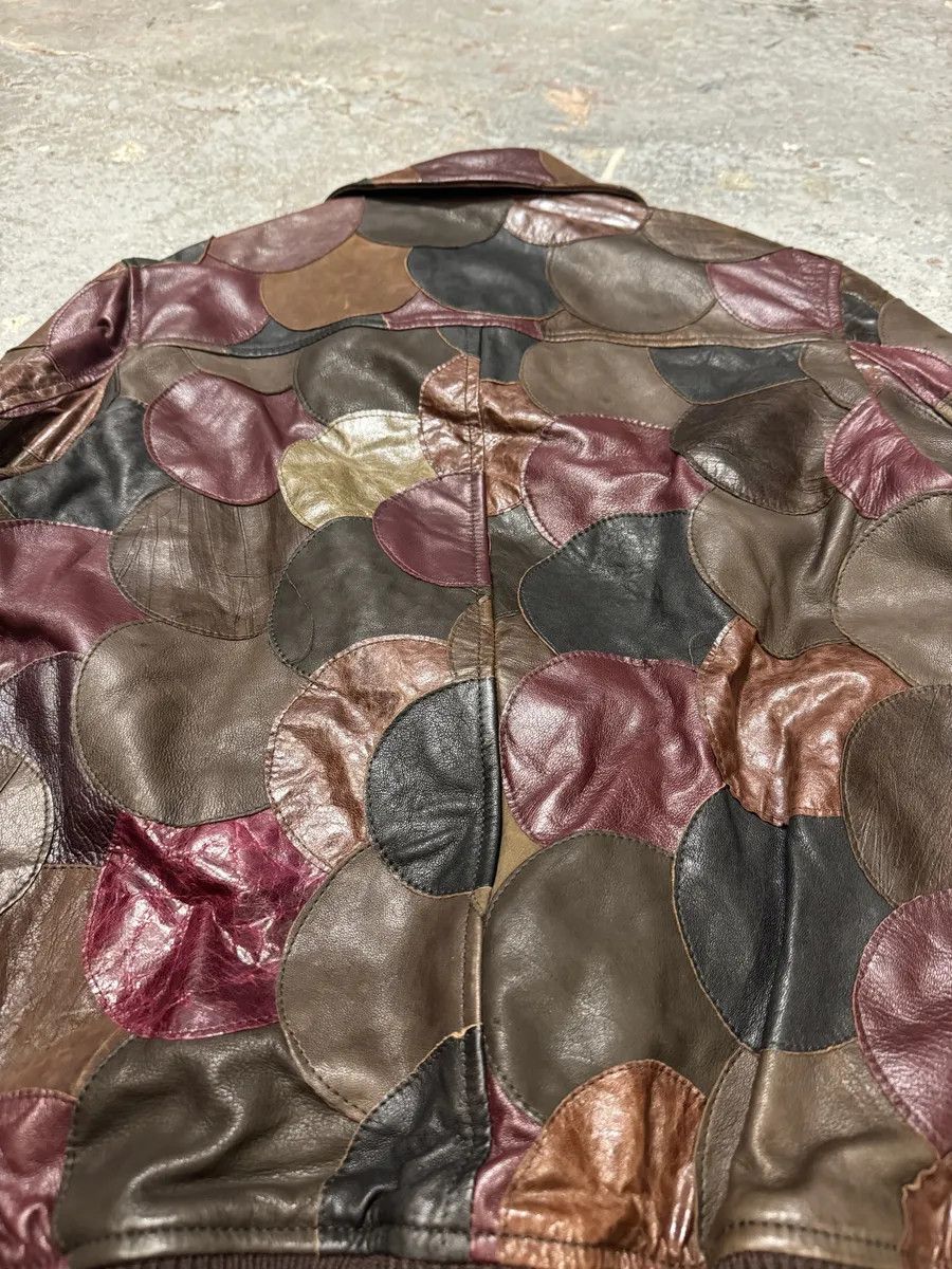 Dolce & Gabbana AW2008 Dolce & Gabbana Patchwork Circle Burgundy Leather Jacket Size US S / EU 44-46 / 1 - 7 Thumbnail