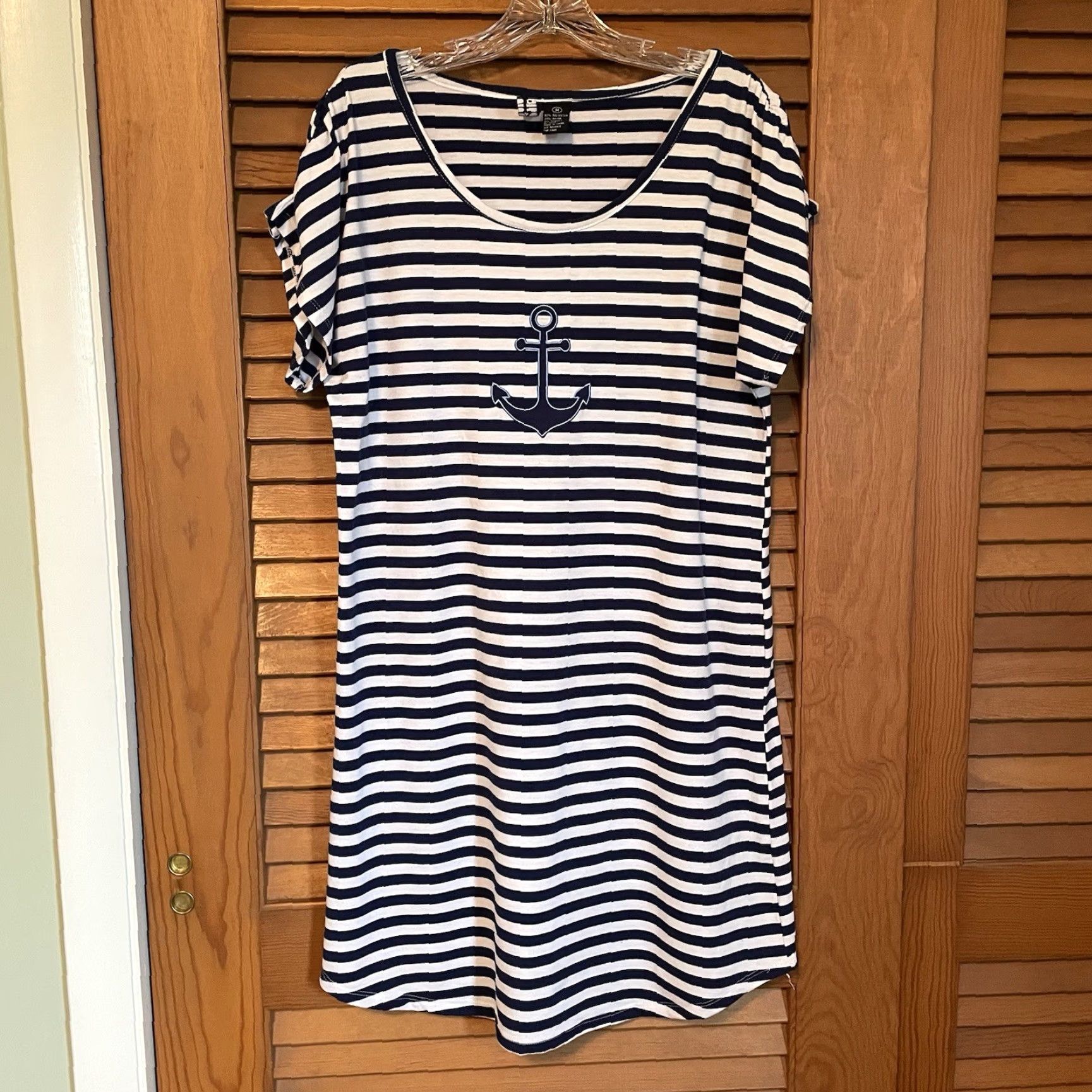 Vintage Love Ari T-Shirt Dress Navy & White Stripe Beach Sailor Short Sleeve Knee Length Womens M Size M / US 6-8 / IT 42-44 - 2 Thumbnail