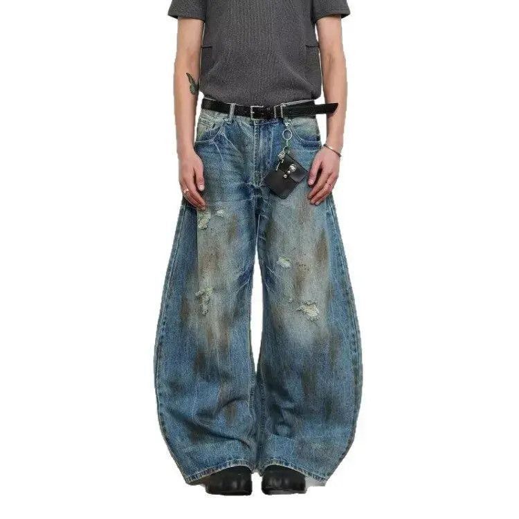 Japanese Brand Retro loose ripped micro flared jeans Size US 32 / EU 48 - 5 Thumbnail