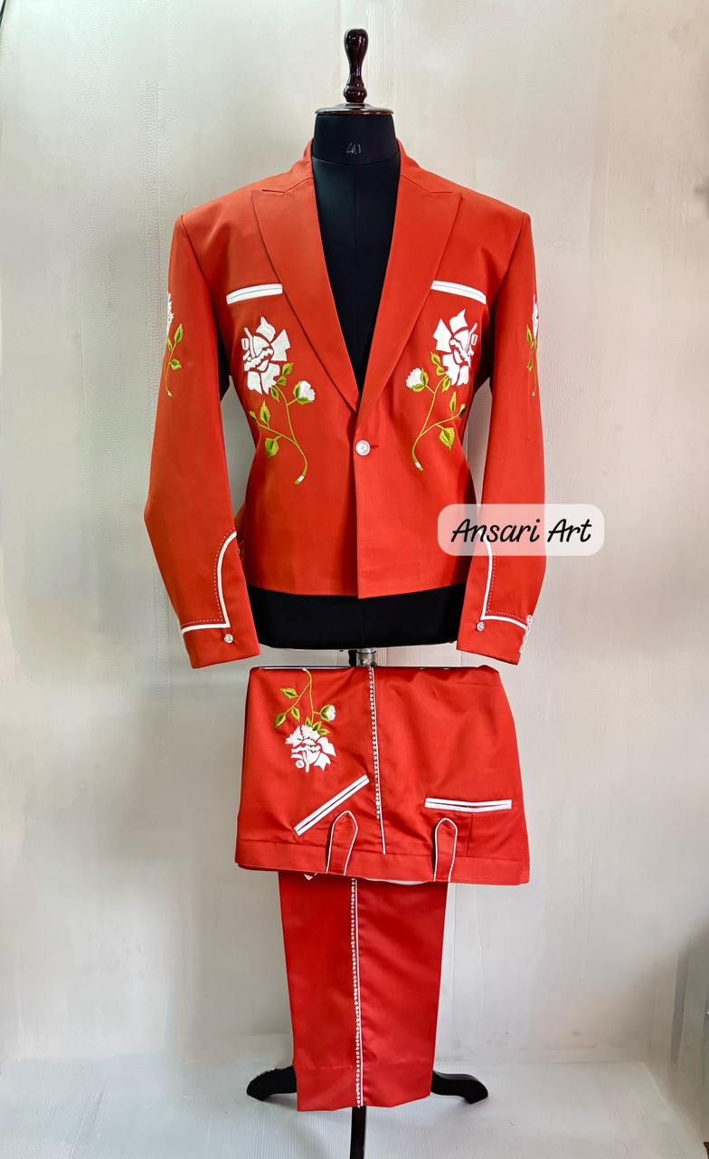 Other Men2PC Customize floral embroidery western Nudie prom outfit Size 44R - 2 Thumbnail