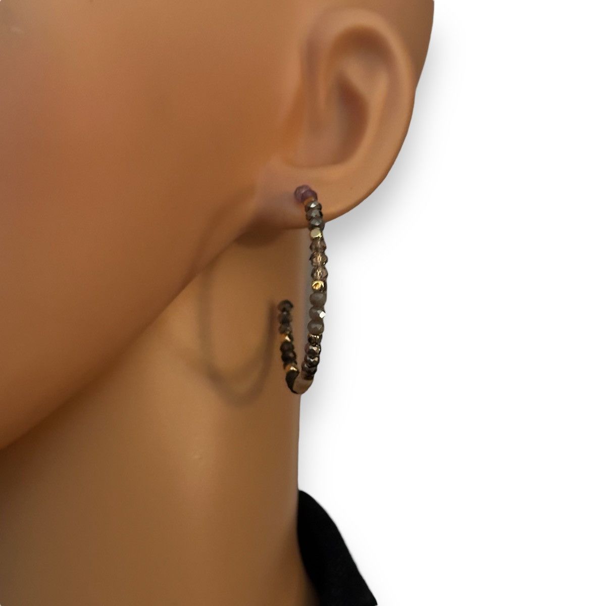 Other Frenzy semi precious stone bead hoop earrings Size ONE SIZE - 2 Thumbnail